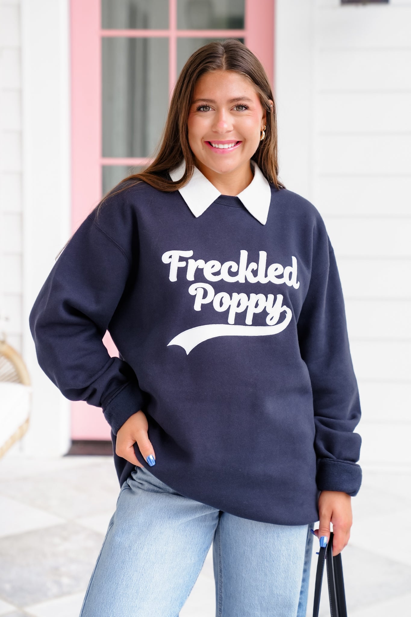 Plus/Reg Long Sleeve "Freckled Poppy" Graphic Sweatshirt