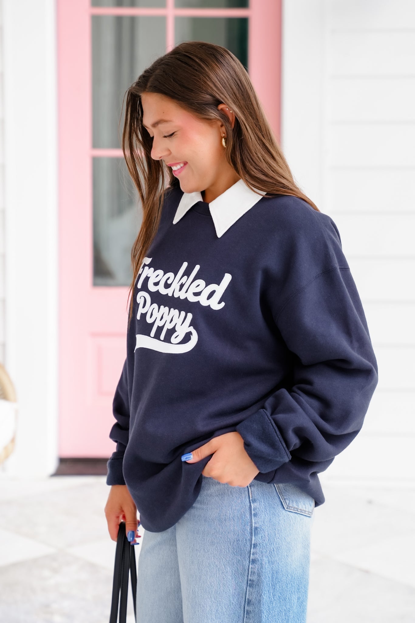 Plus/Reg Long Sleeve "Freckled Poppy" Graphic Sweatshirt