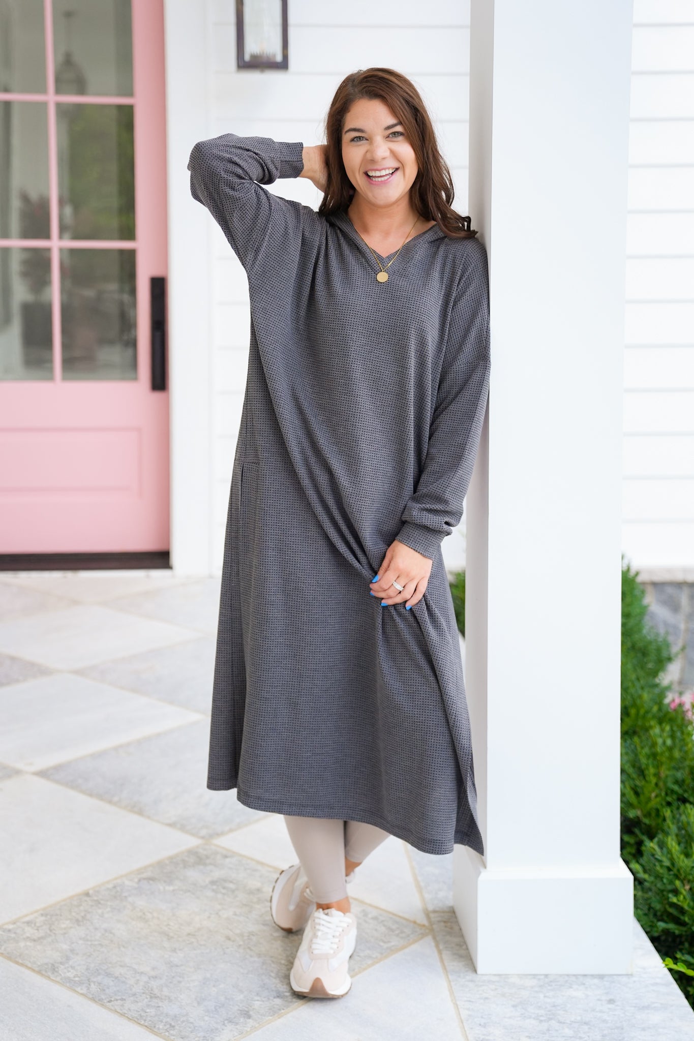 Door Buster! Plus/Reg Thermal Long Sleeve Hoodie Cardigan with Side Slits