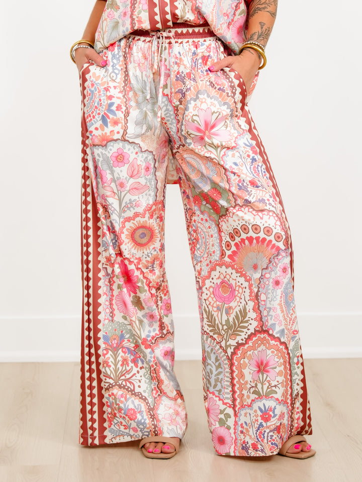 Floral Print Elastic Waist Wide Leg Palazzo Pants