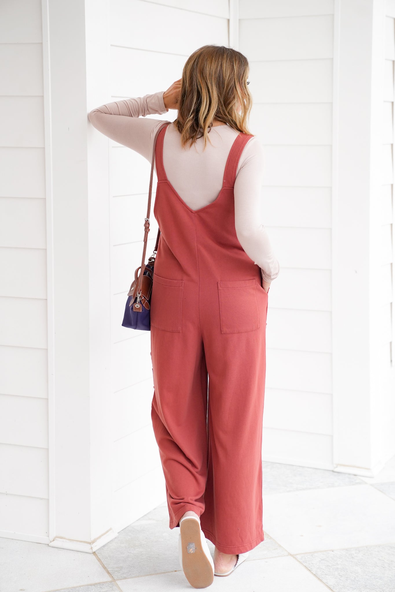 Solid Floral Patch Sleeveless V Neck Overalls