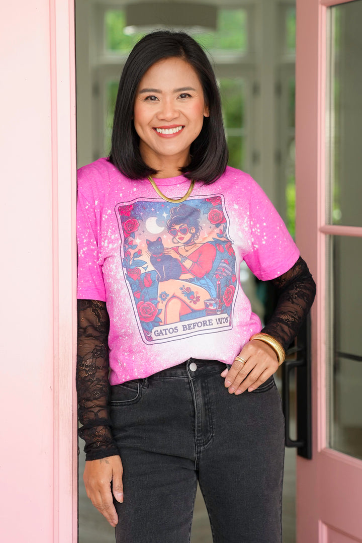 Plus/Reg Short Sleeve "Gatos Before Vatos" Graphic Tee