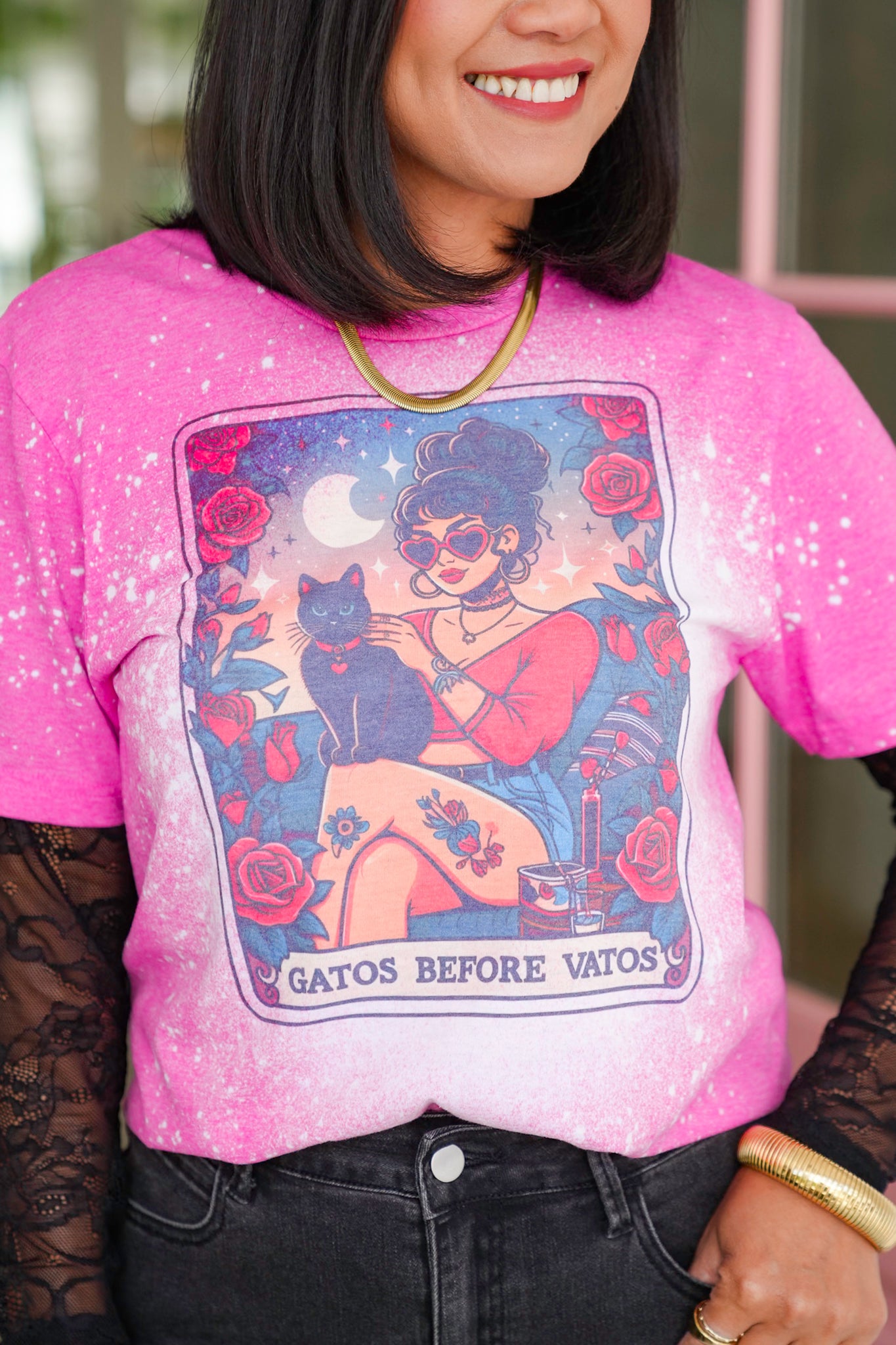 Plus/Reg Short Sleeve "Gatos Before Vatos" Graphic Tee