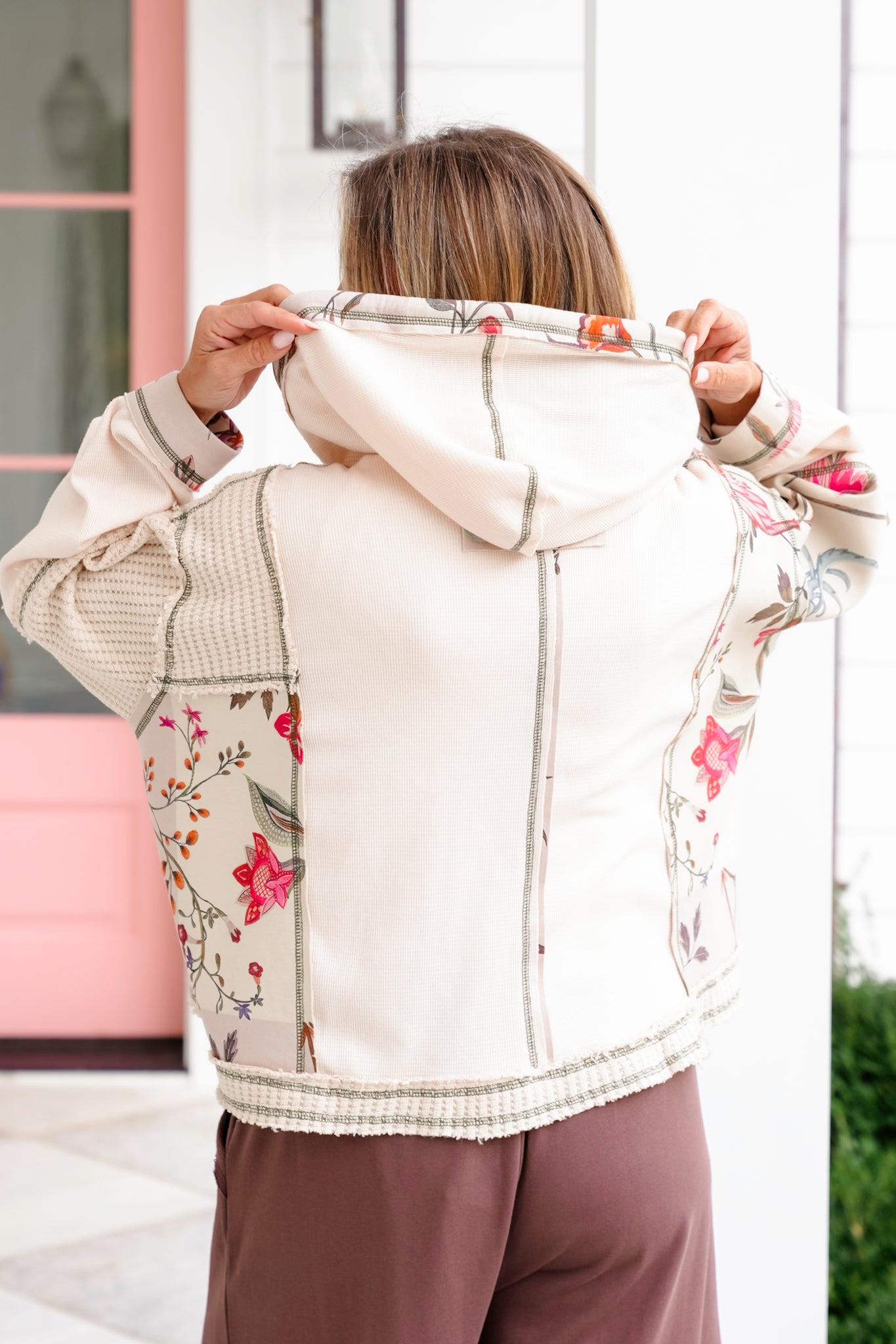 POL Knit Long Sleeve Zip Up Hoodie Top