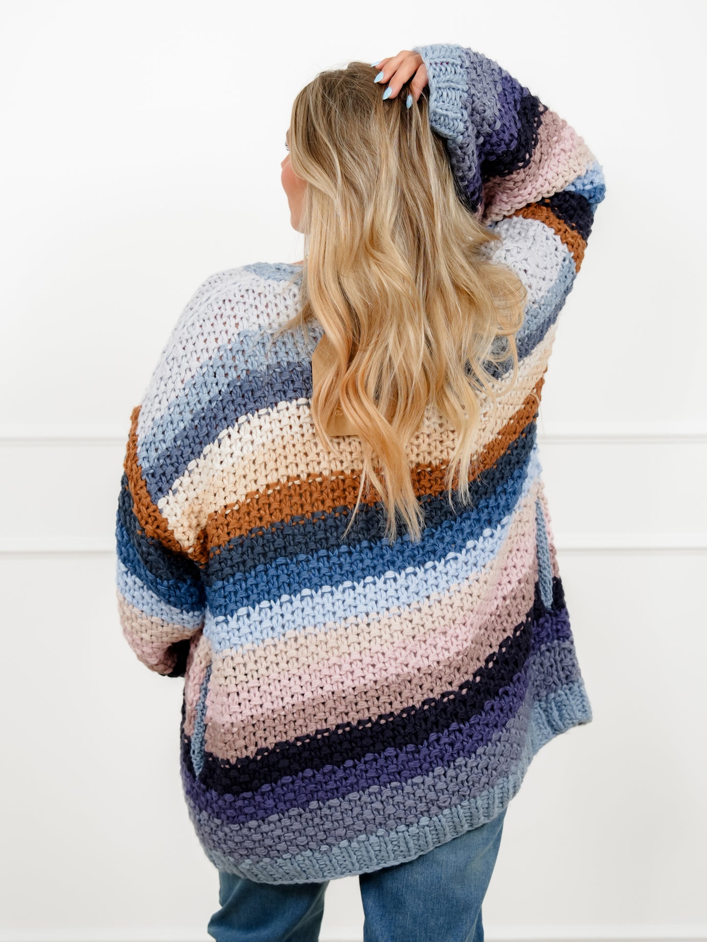 Crochet Long Sleeve Open Front Cardigan
