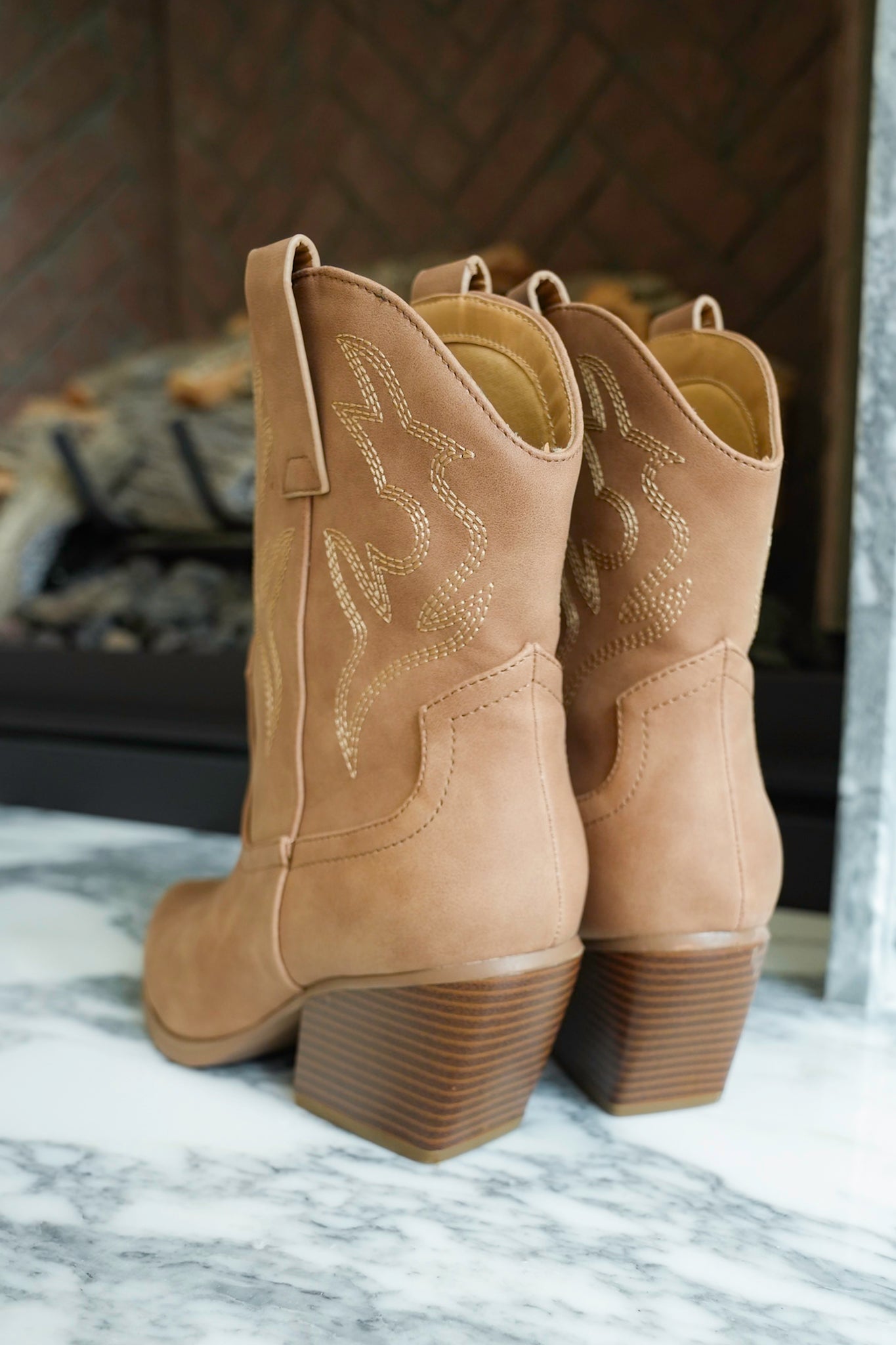 Western Style Stitched Design Ankle Boot