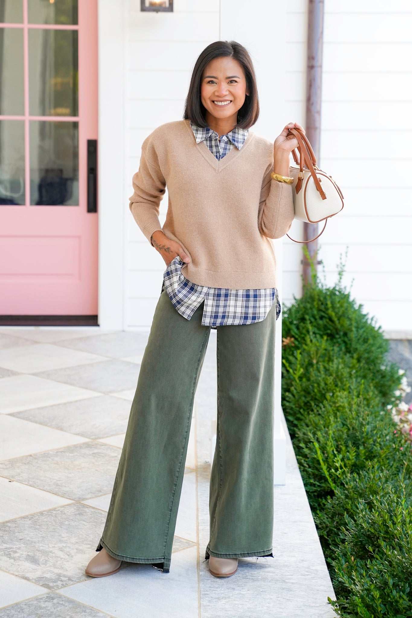 Plaid Layered Long Sleeve Sweater