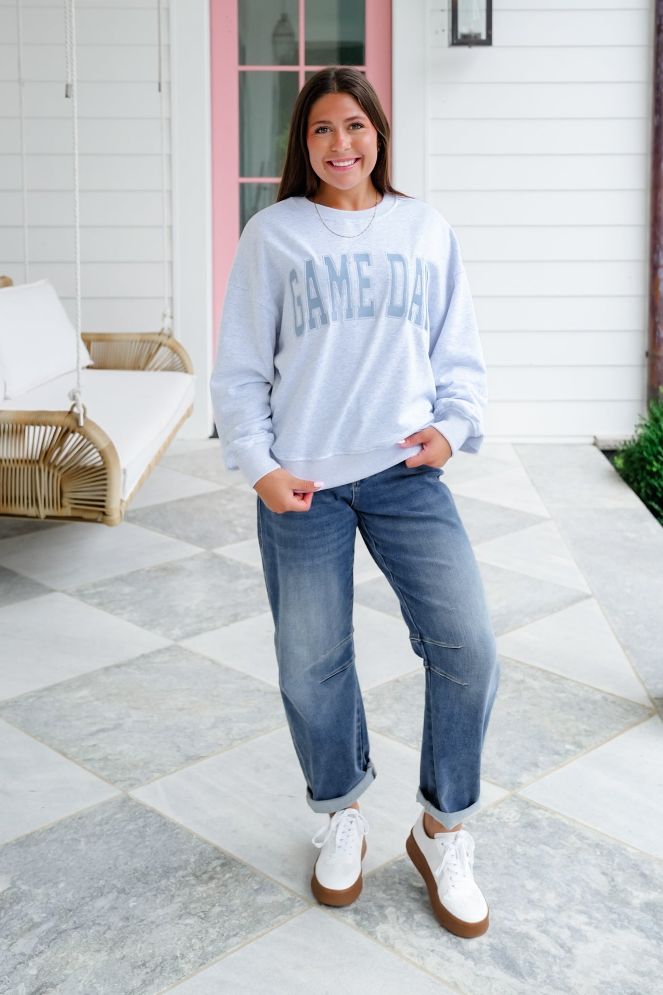 Long Sleeve Embroidered "Game Day" Sweatshirt