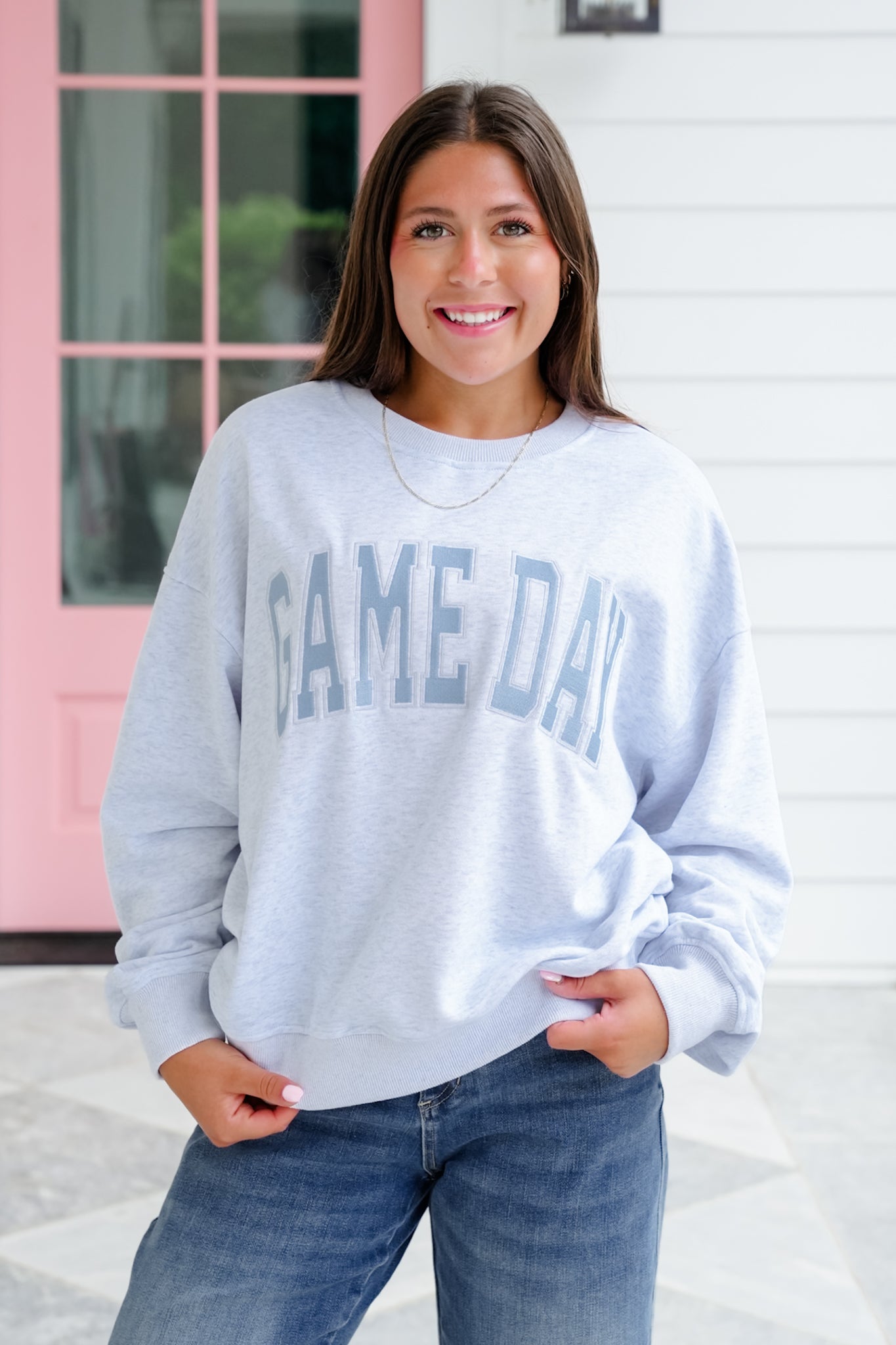 Long Sleeve Embroidered "Game Day" Sweatshirt