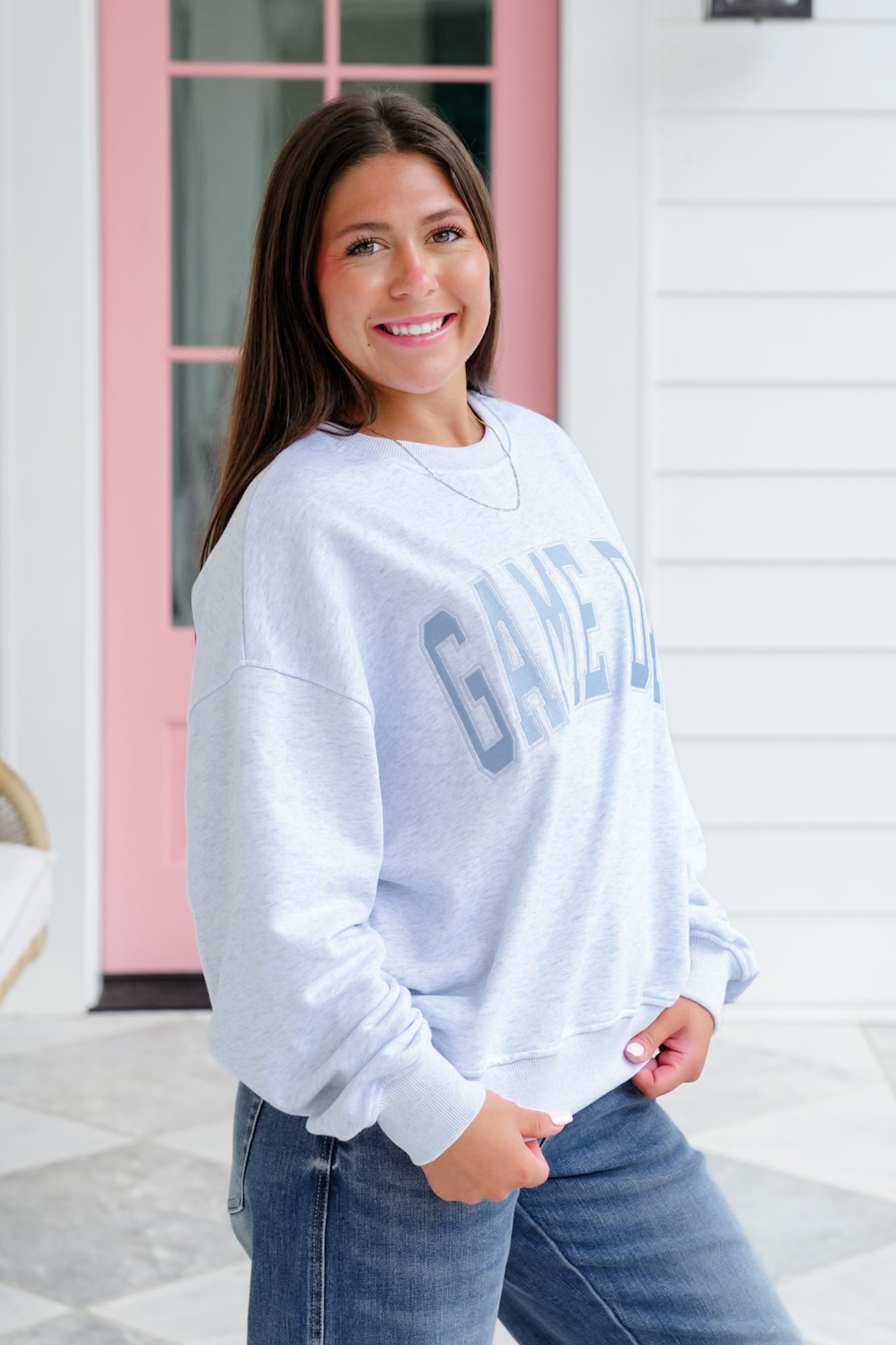 Long Sleeve Embroidered "Game Day" Sweatshirt