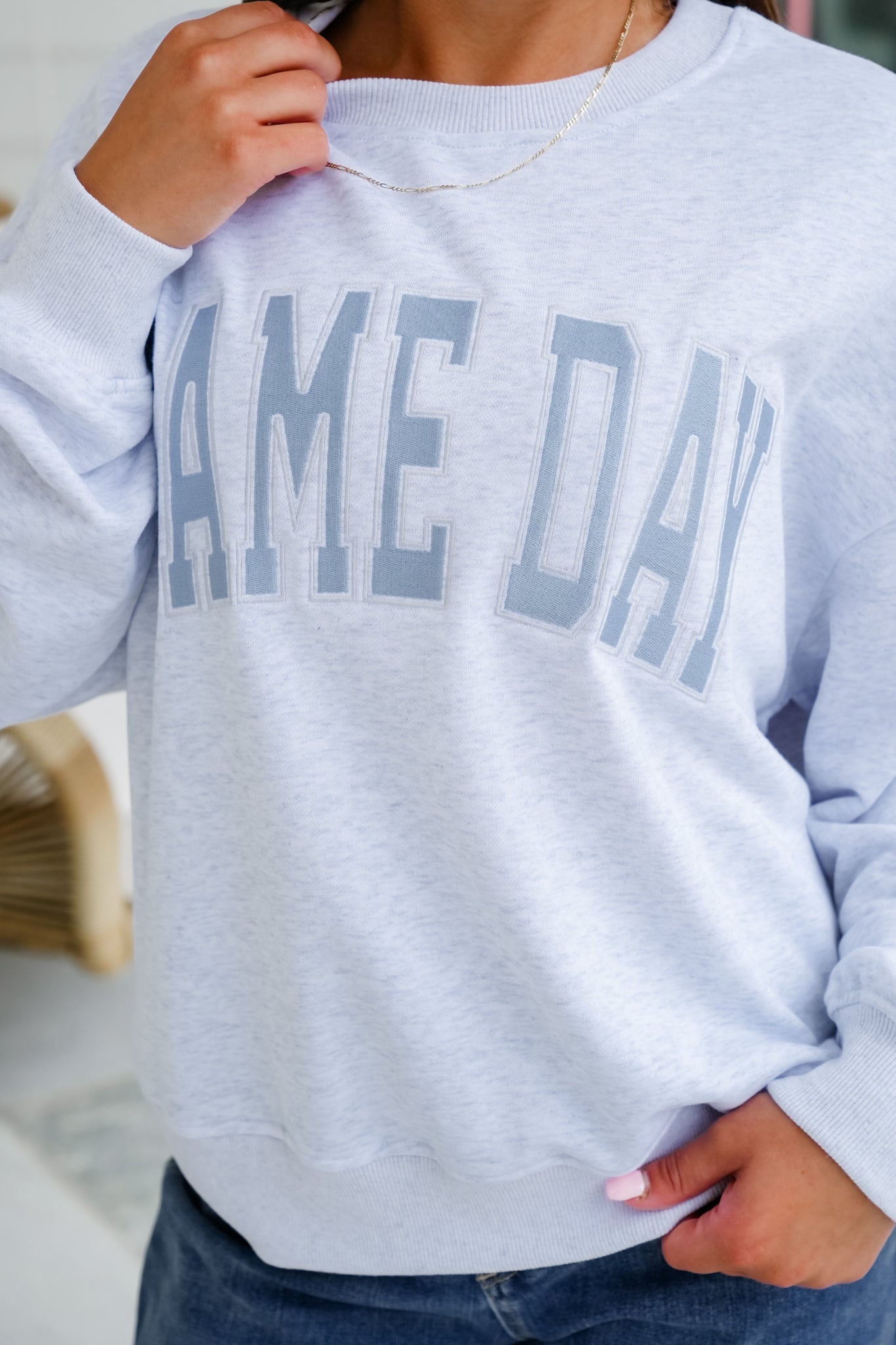 Long Sleeve Embroidered "Game Day" Sweatshirt
