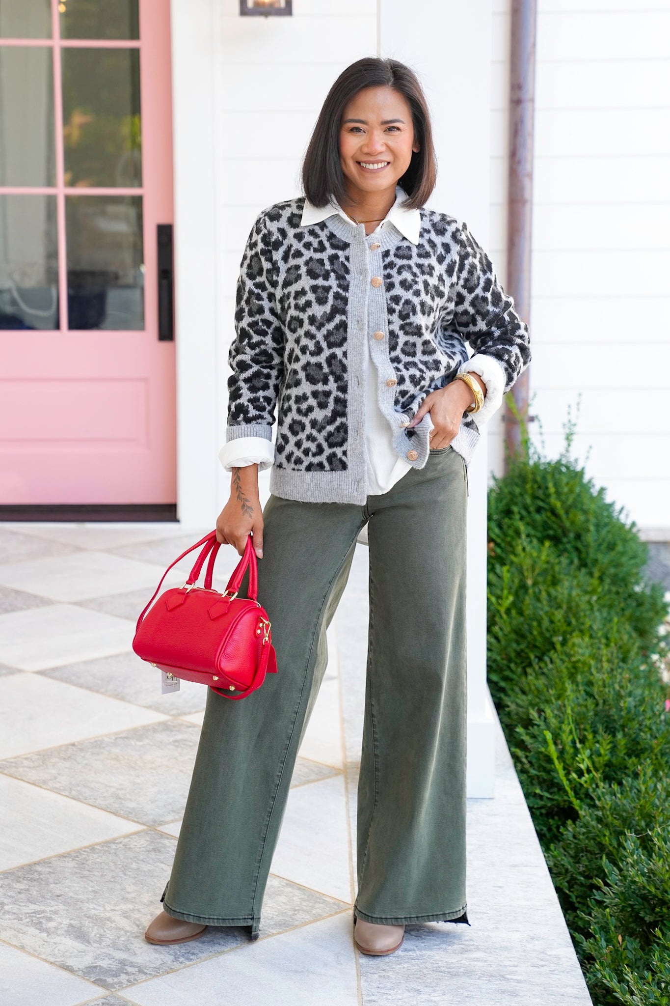 Leopard Long Sleeve Button Down Cardigan