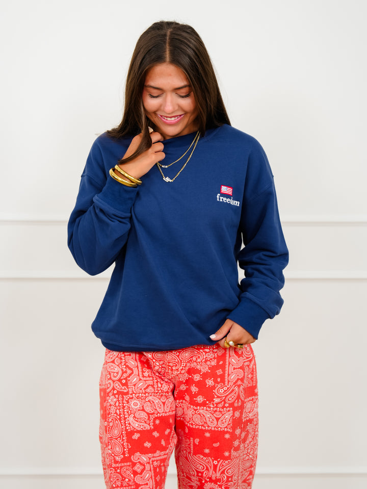 Long Sleeve Crew Neck "Freedom" Top