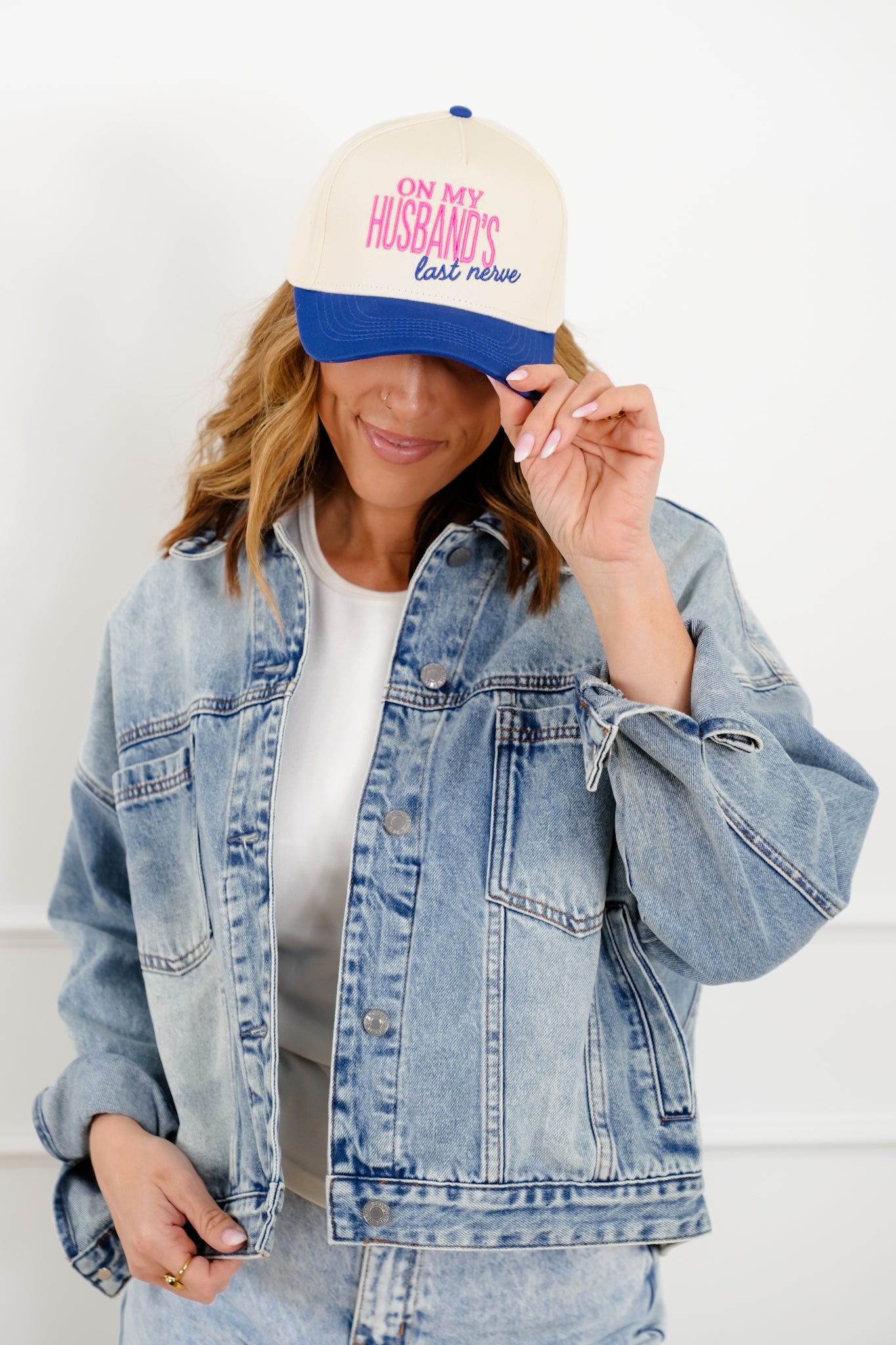 On My Husband's Last Nerve Vintage Trucker Hat