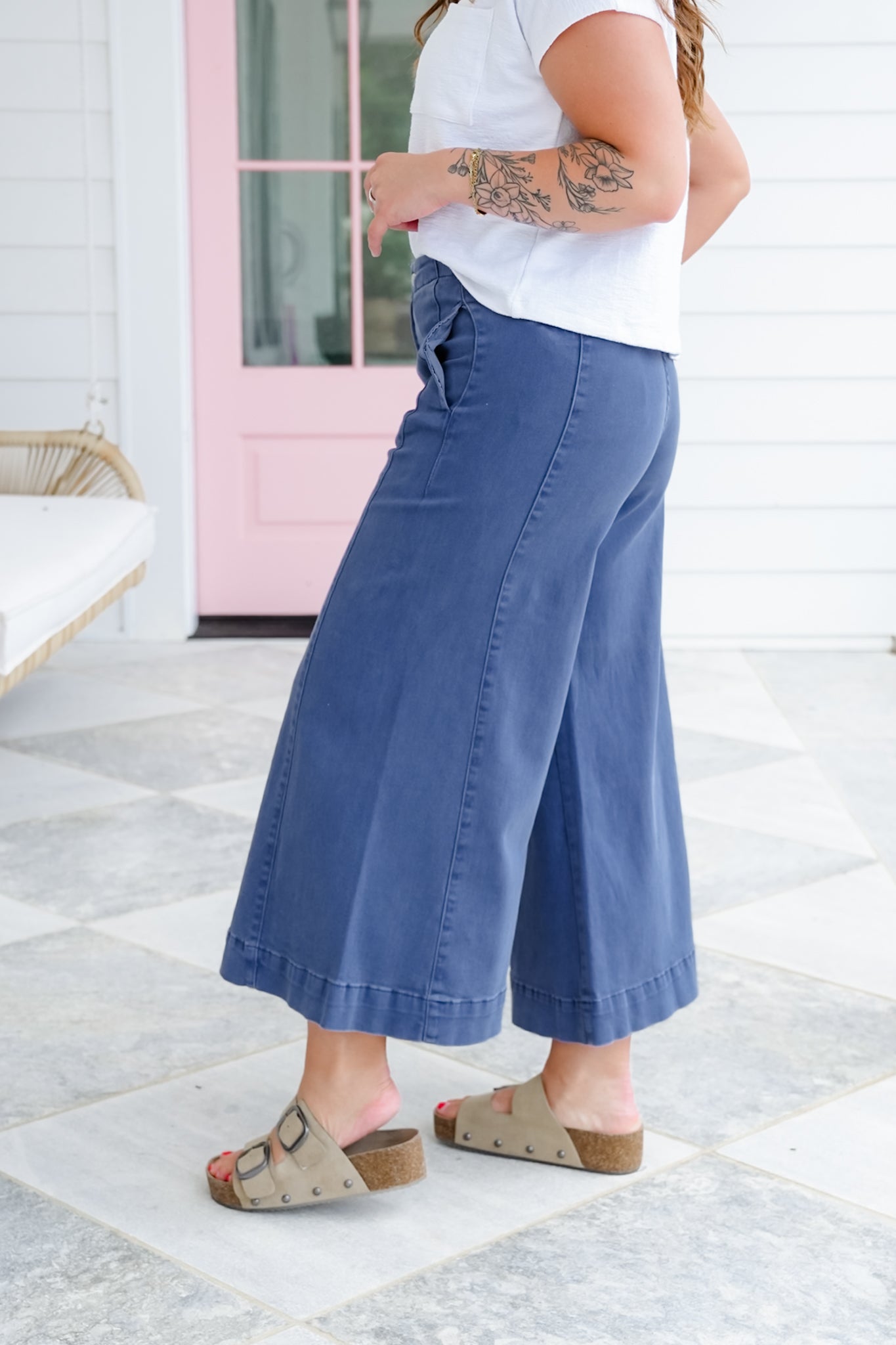 Door Buster! Zenana High Rise Cropped Gaucho Denim Pants