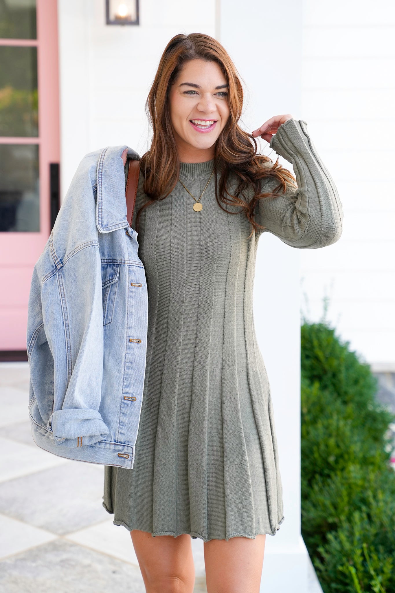 Ribbed Long Sleeve Mini Sweater Dress