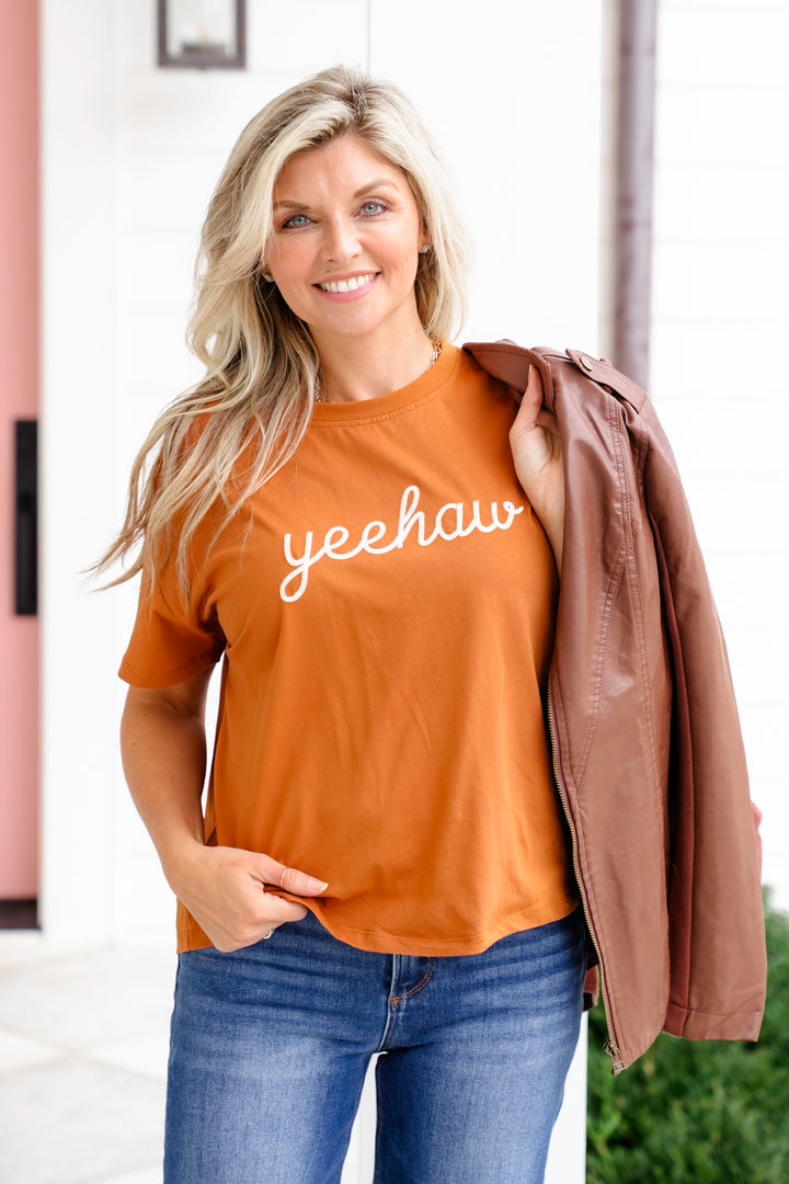 Short Sleeve Stitched "Yeehaw" Tee