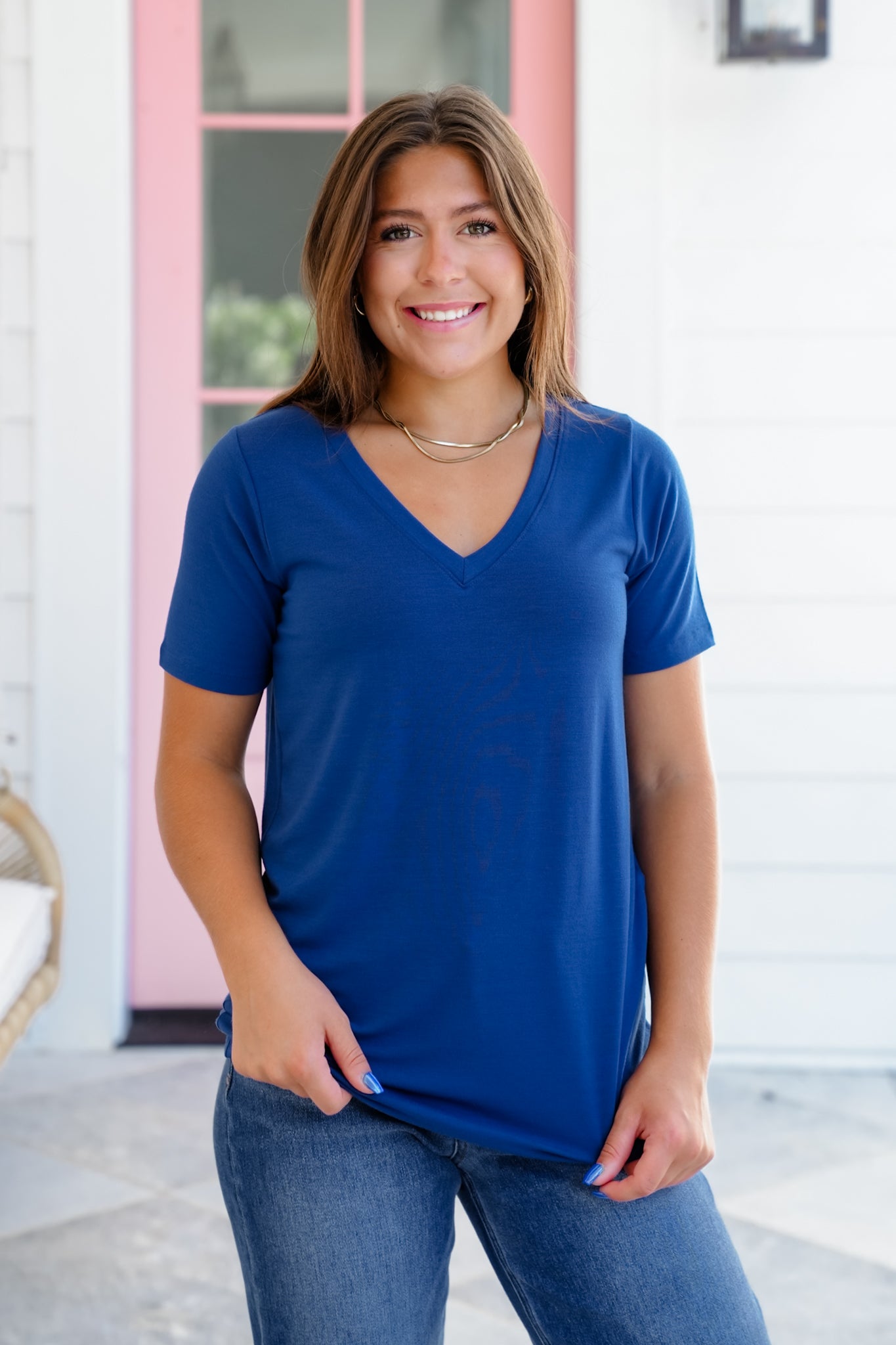 Door Buster! Zenana Short Sleeve V-Neck Top