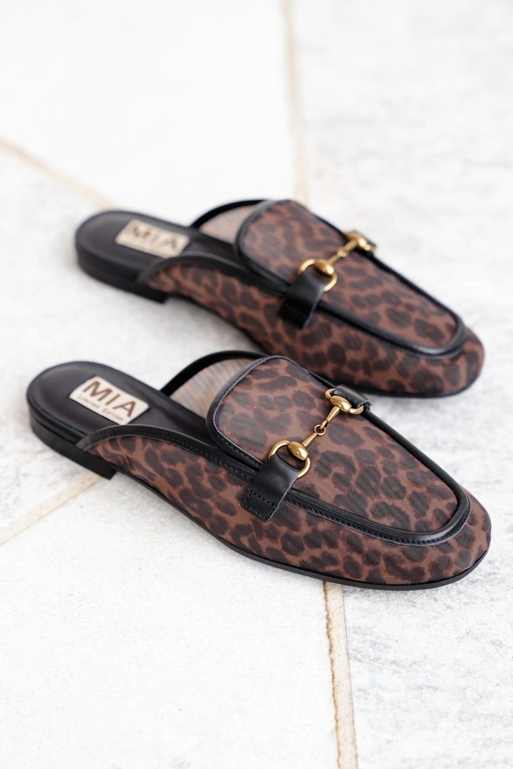 MIA Leopard Mesh Slip On Mule