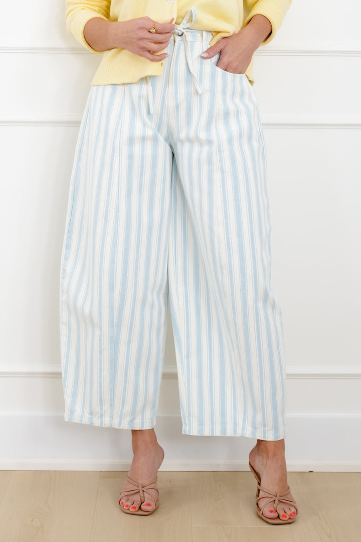 Stripe Twill Wide Leg Pants