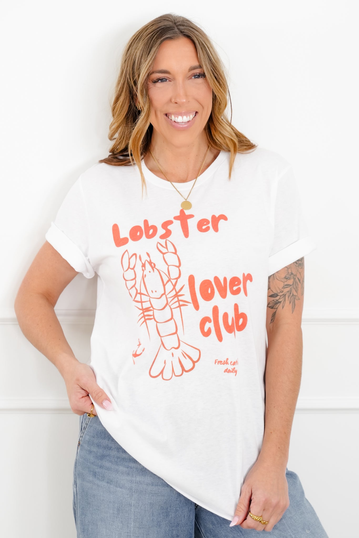 Plus/Reg Short Sleeve "Lobster Lover Club" Graphic Tee
