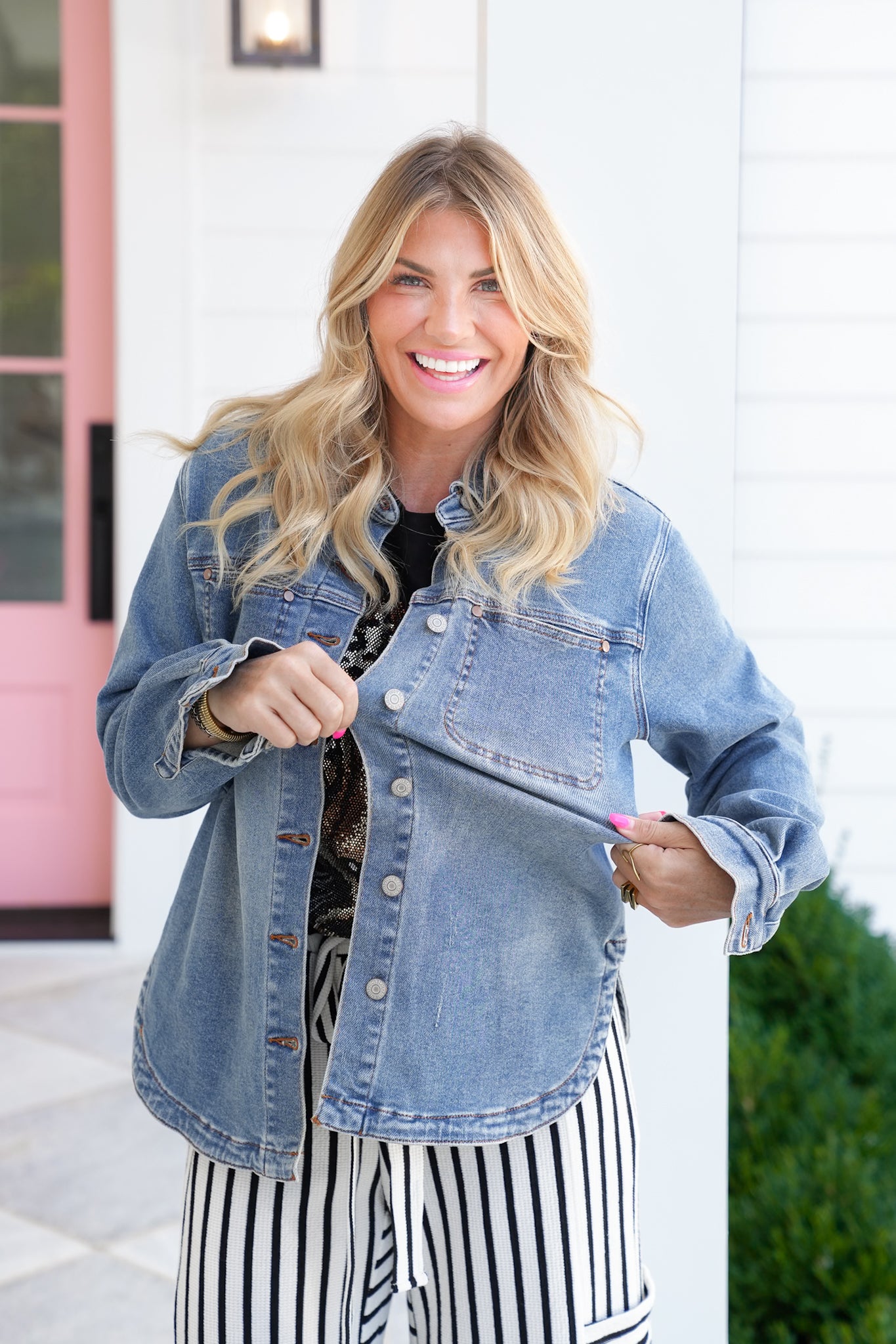 Plus/Reg Judy Blue Medium Wash Button Down Shacket