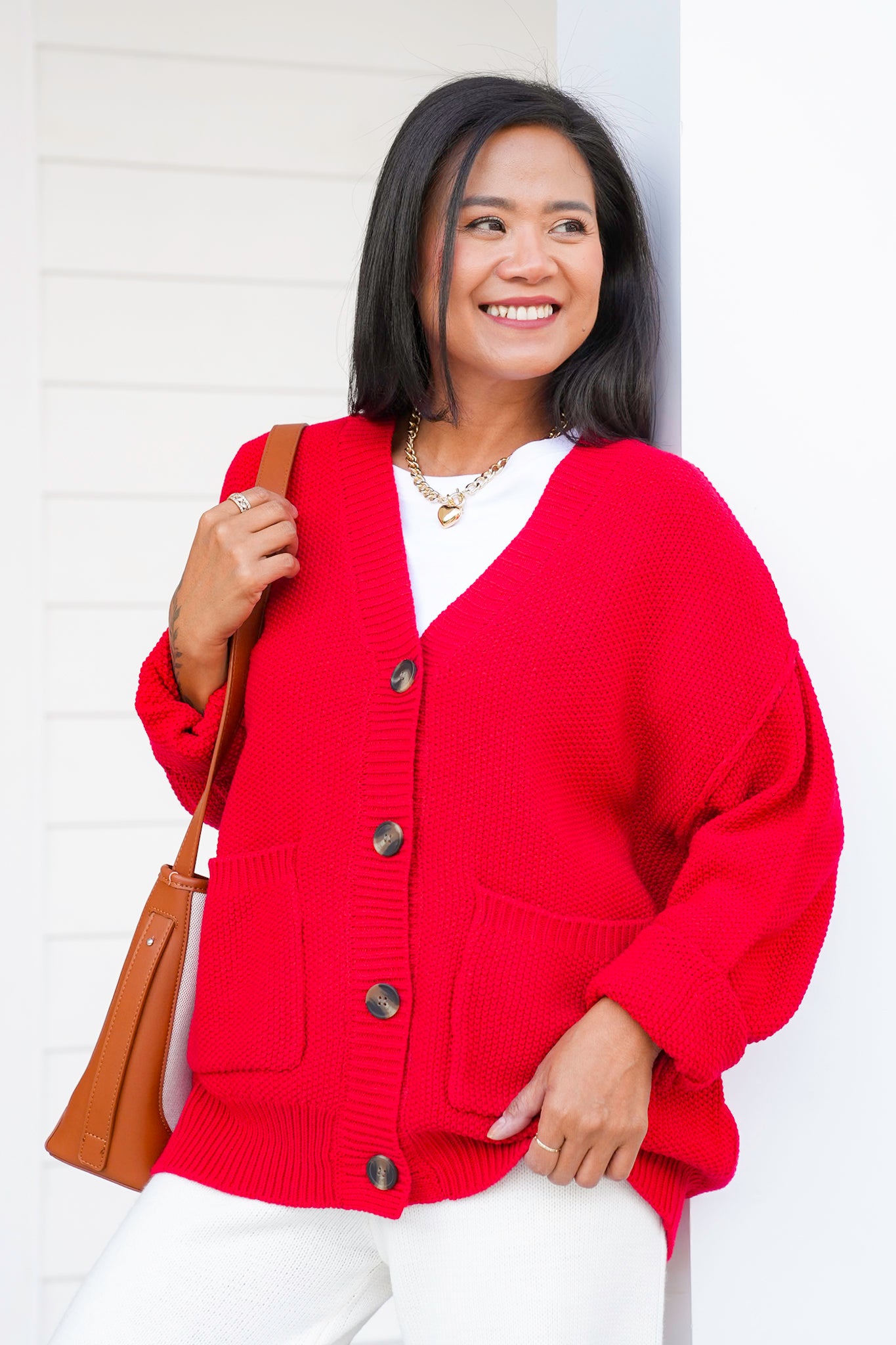 Long Sleeve Button Down Cardigan with Patch Pockets