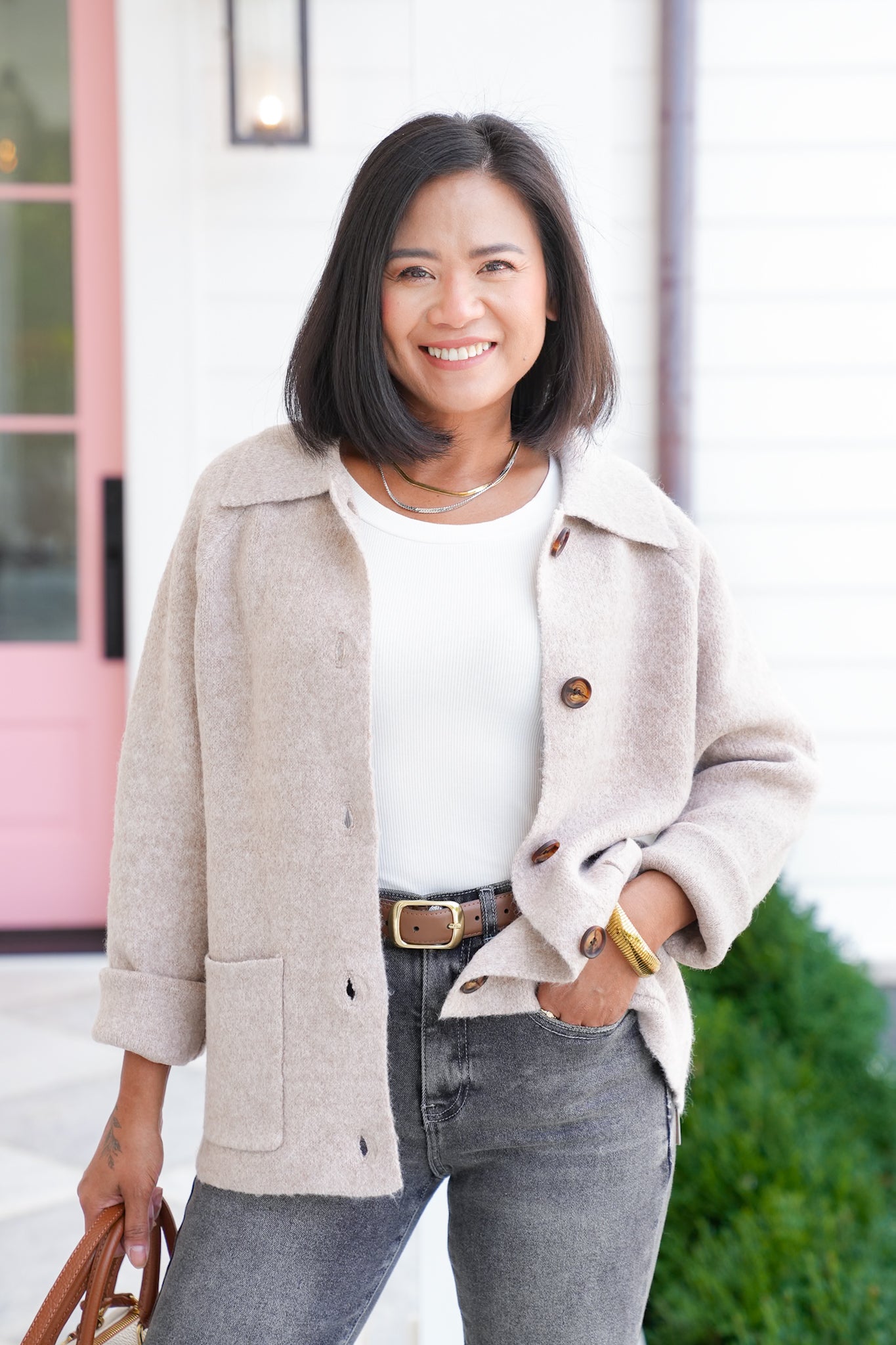 Long Sleeve Button Down Sweater Jacket