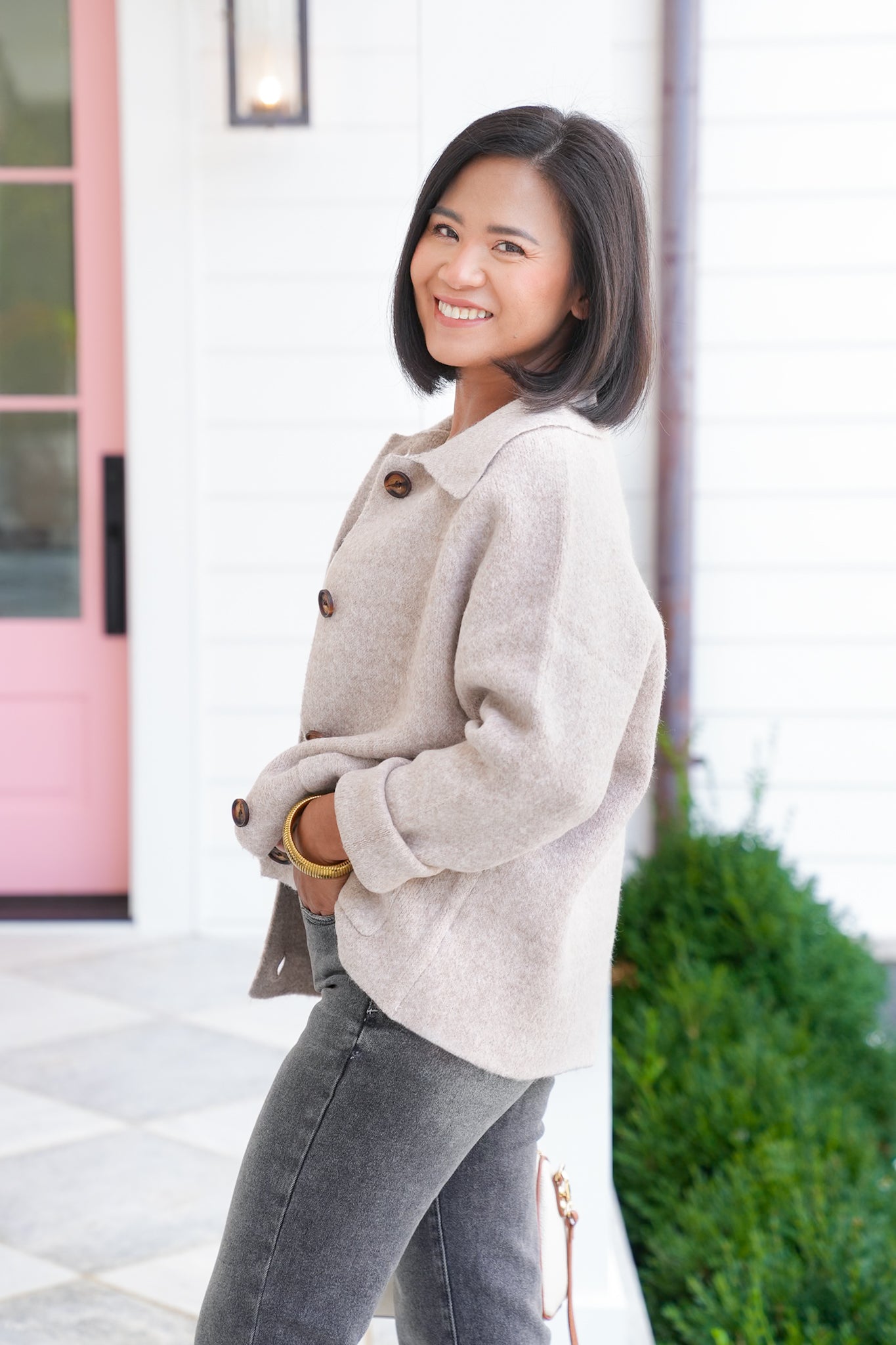 Long Sleeve Button Down Sweater Jacket