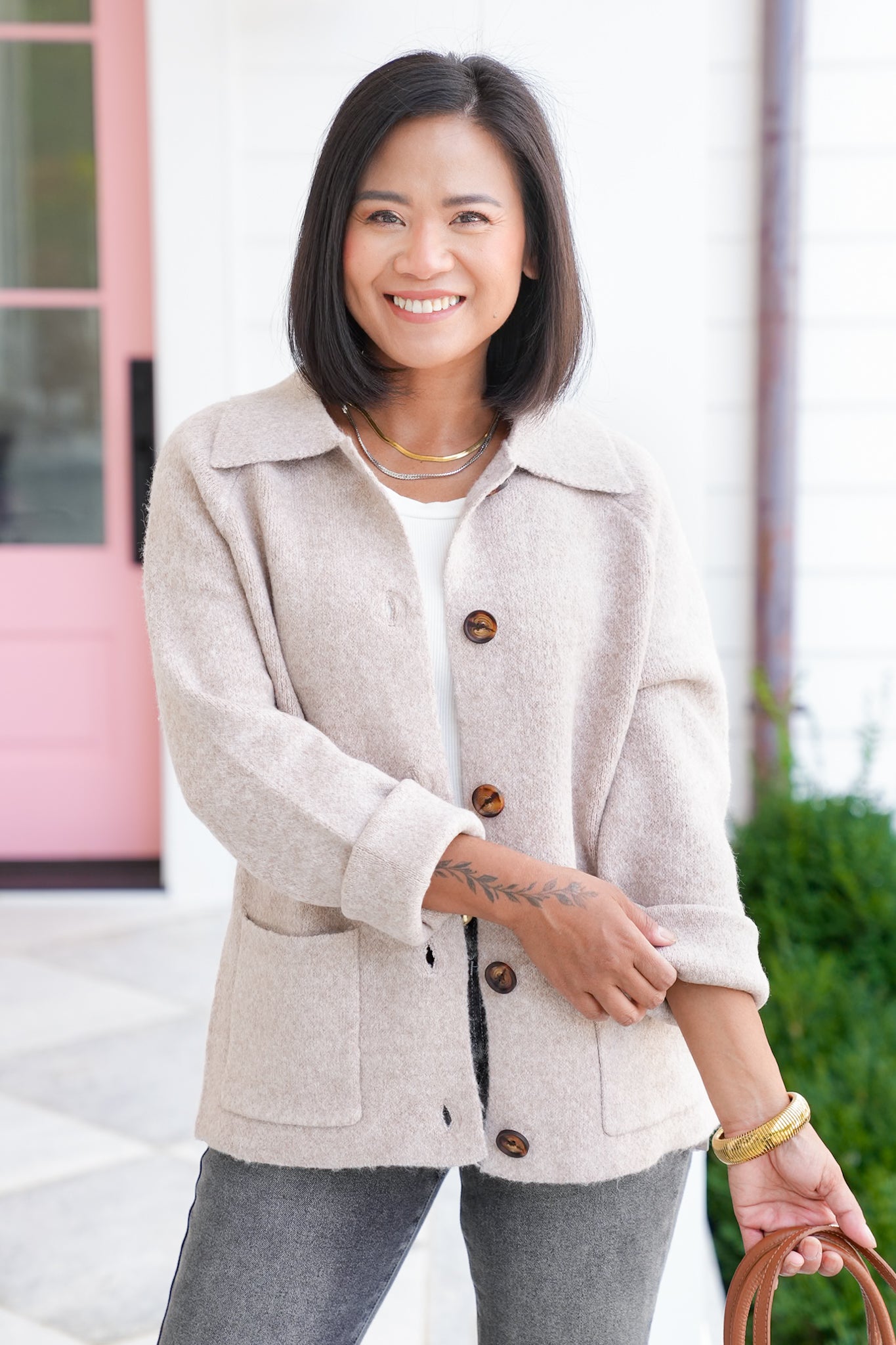 Long Sleeve Button Down Sweater Jacket