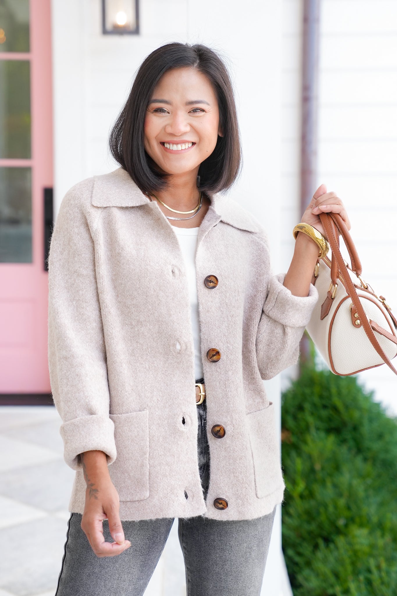 Long Sleeve Button Down Sweater Jacket