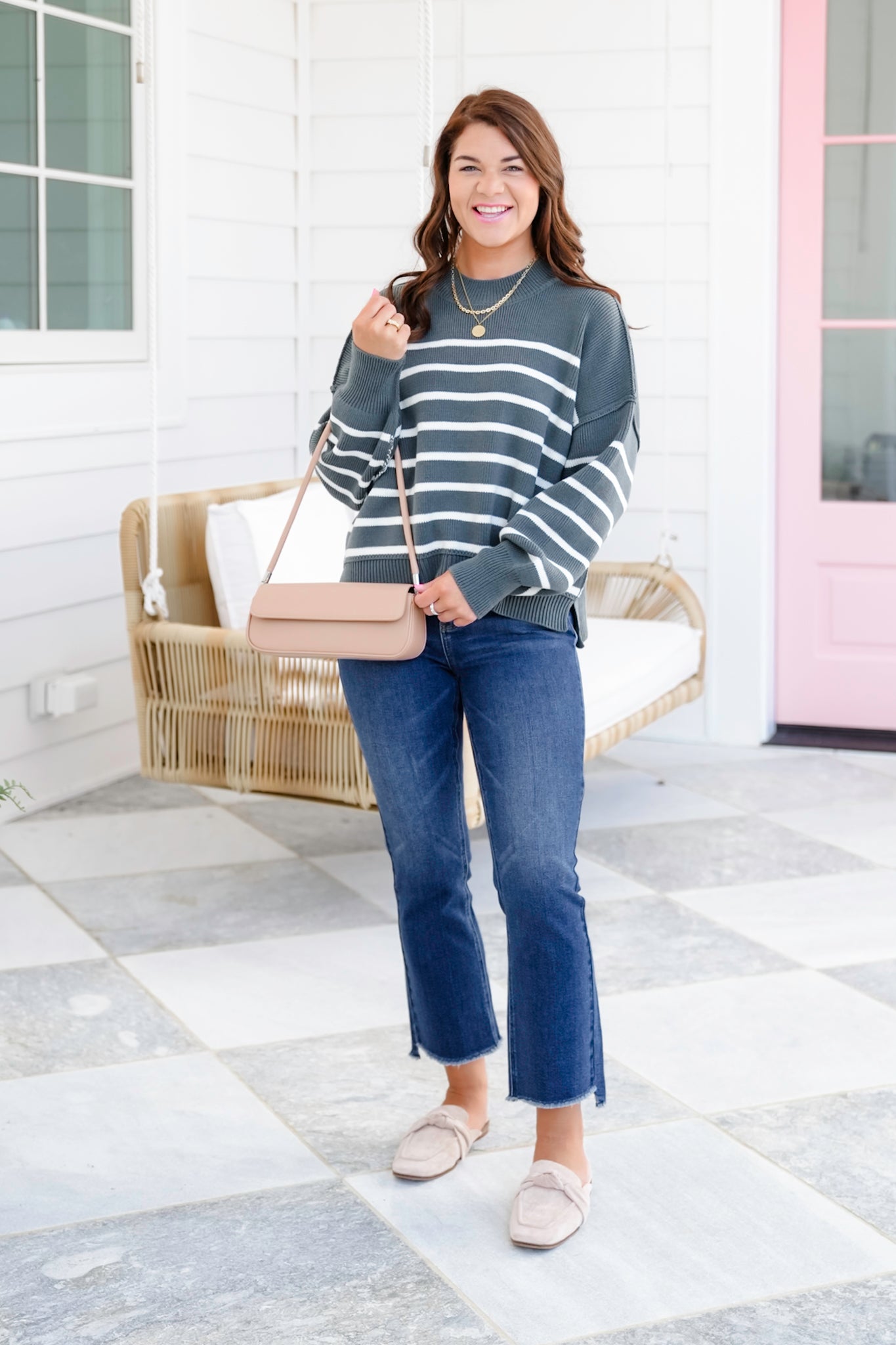 Door Buster! Zenana Exposed Seam Striped Oversized Sweater