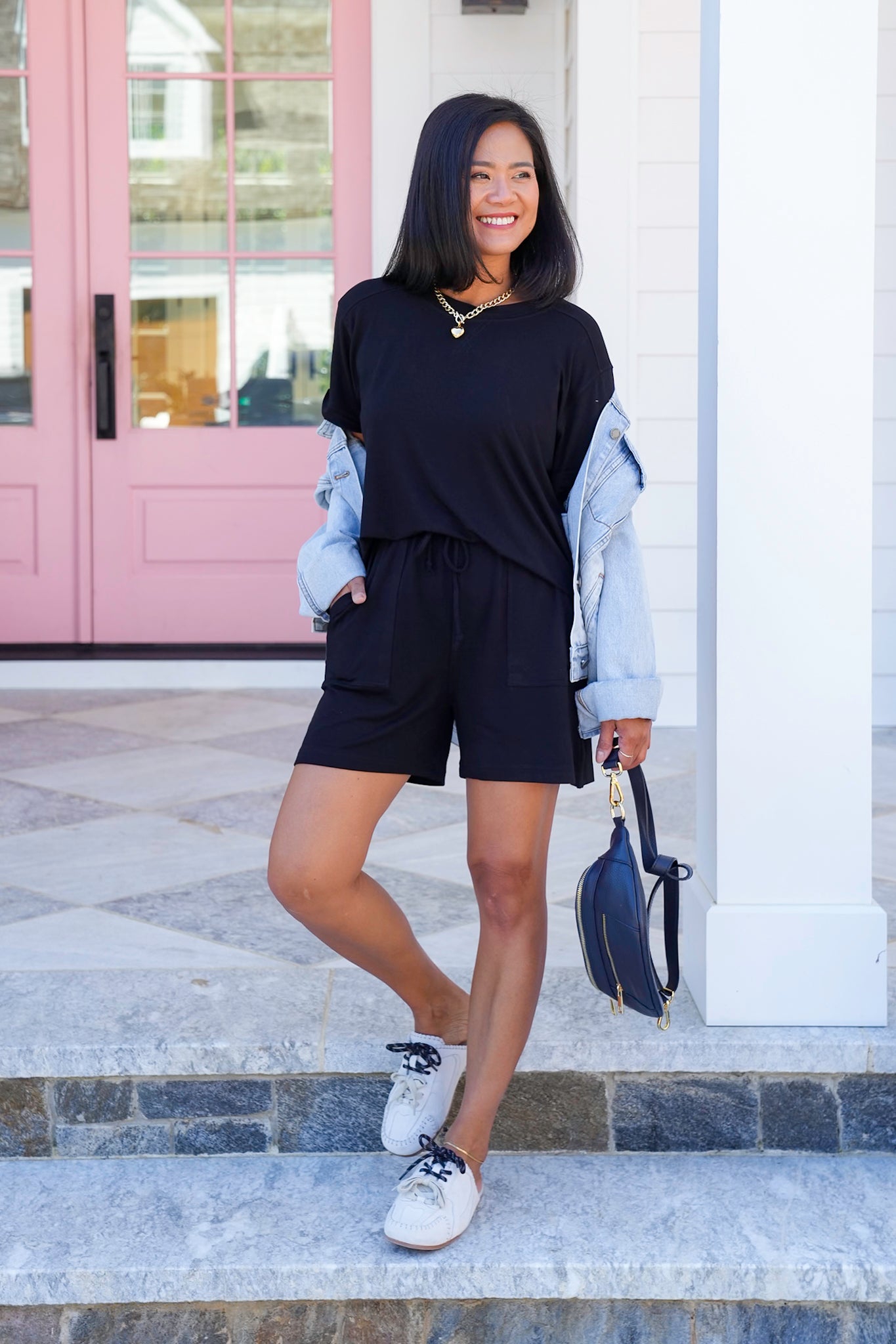 Solid French Terry Short Sleeve Top