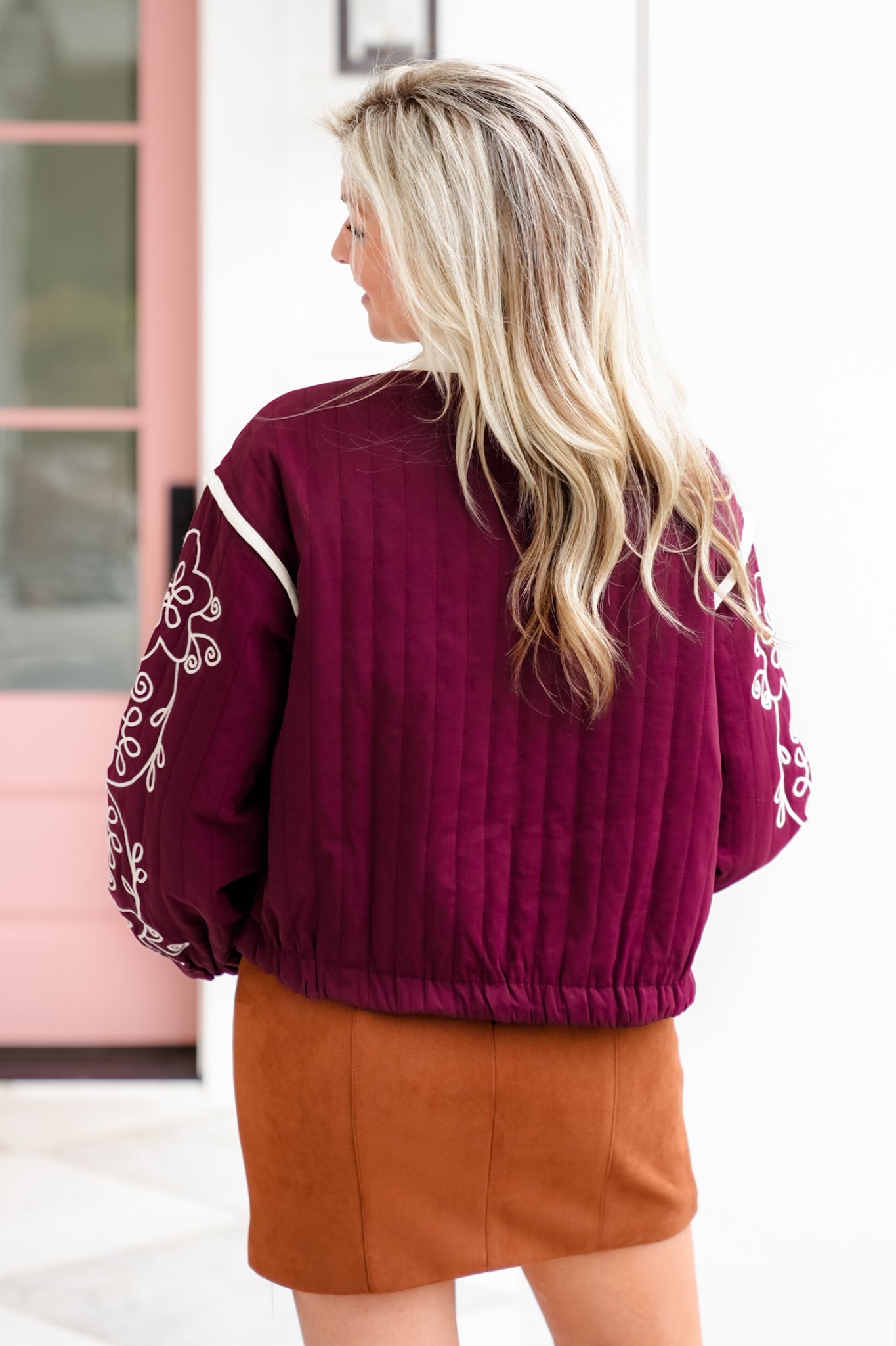 Embroidered Quilted Long Sleeve Jacket