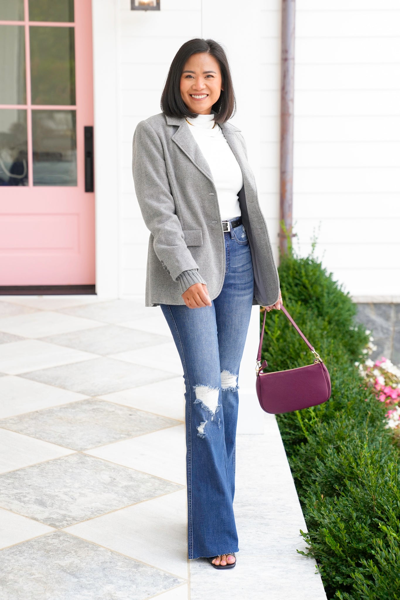 Grey Long Sleeve Layered Blazer