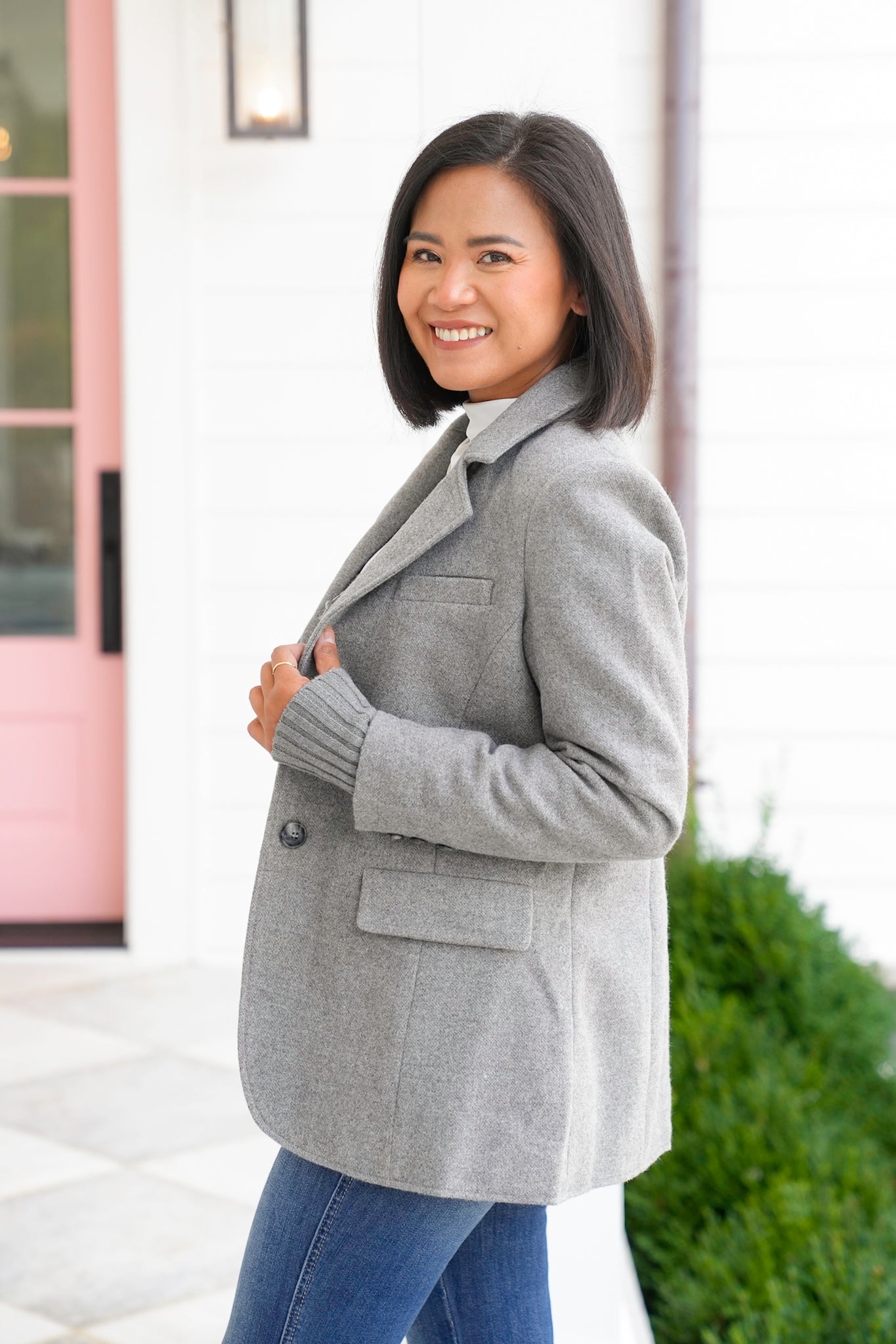 Grey Long Sleeve Layered Blazer