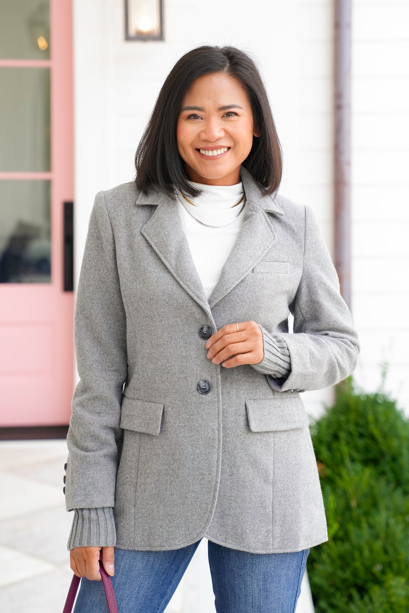 Grey Long Sleeve Layered Blazer