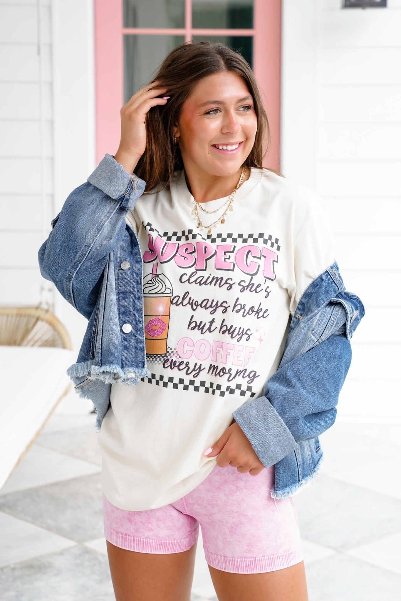 Plus/Reg Short Sleeve "Suspect Claims She's Always Broke" Graphic Tee