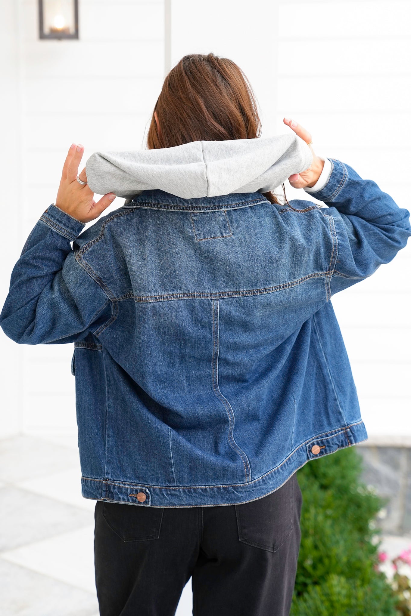 Plus/Reg Risen Dark Wash Long Sleeve Hoodie Jacket