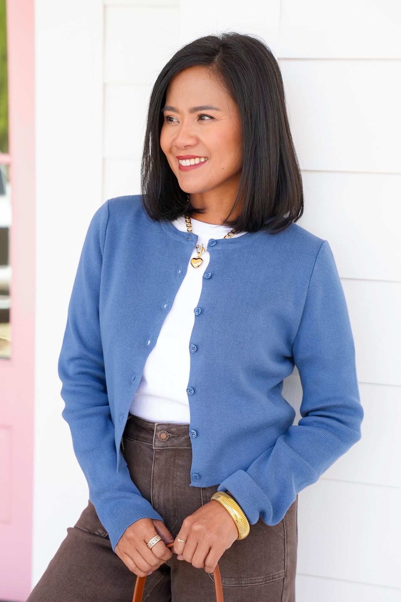 Door Buster! Zenana Button Up Crewneck Long Sleeve Cardigan