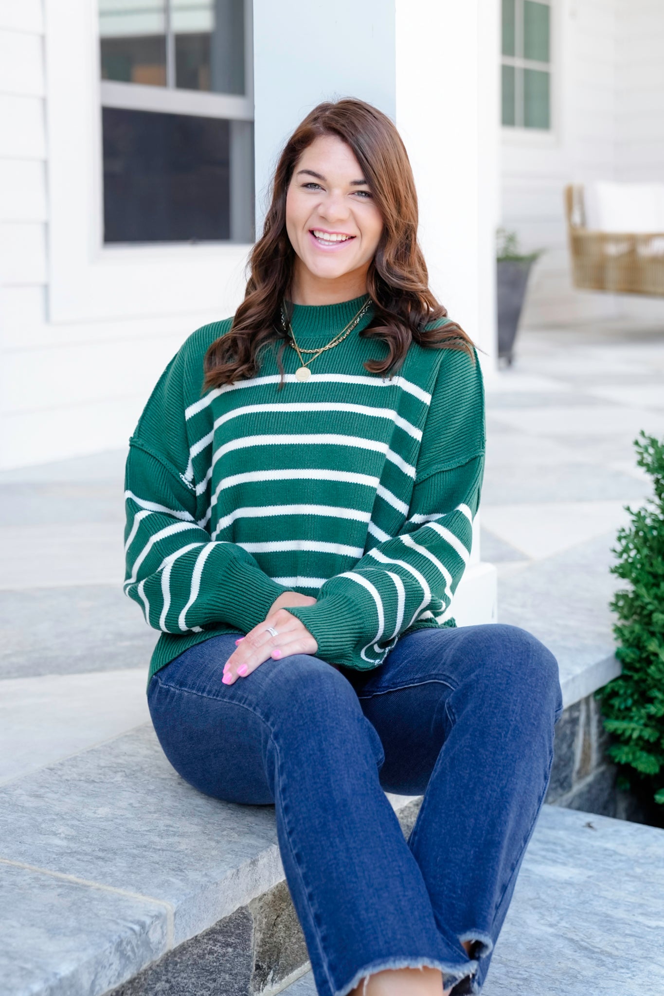 Door Buster! Zenana Exposed Seam Striped Oversized Sweater