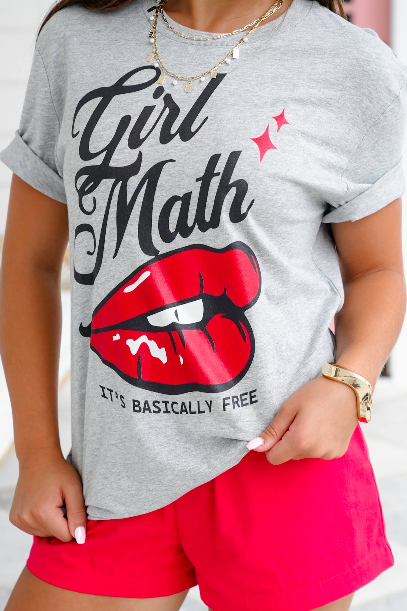 Plus/Reg Short Sleeve "Girl Math It's Basically Free" Graphic Tee
