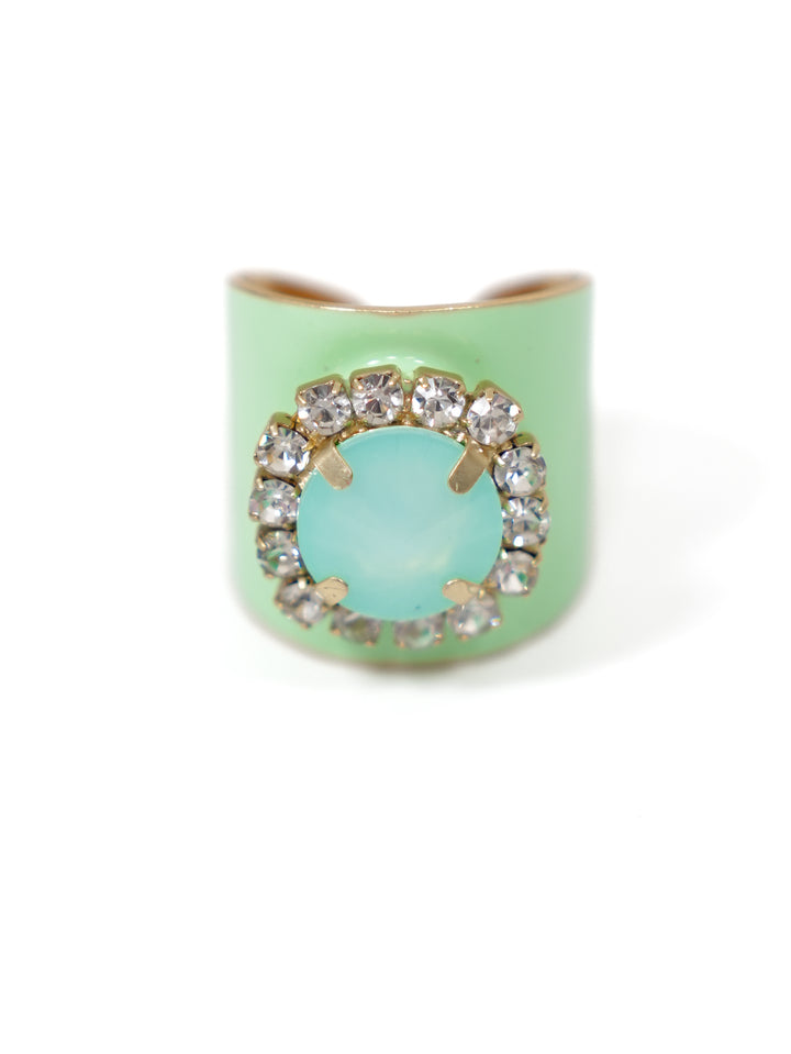 TOVA Jacci Fairy Dust Enamel Ring with Crystal Detail - Freckled Poppy