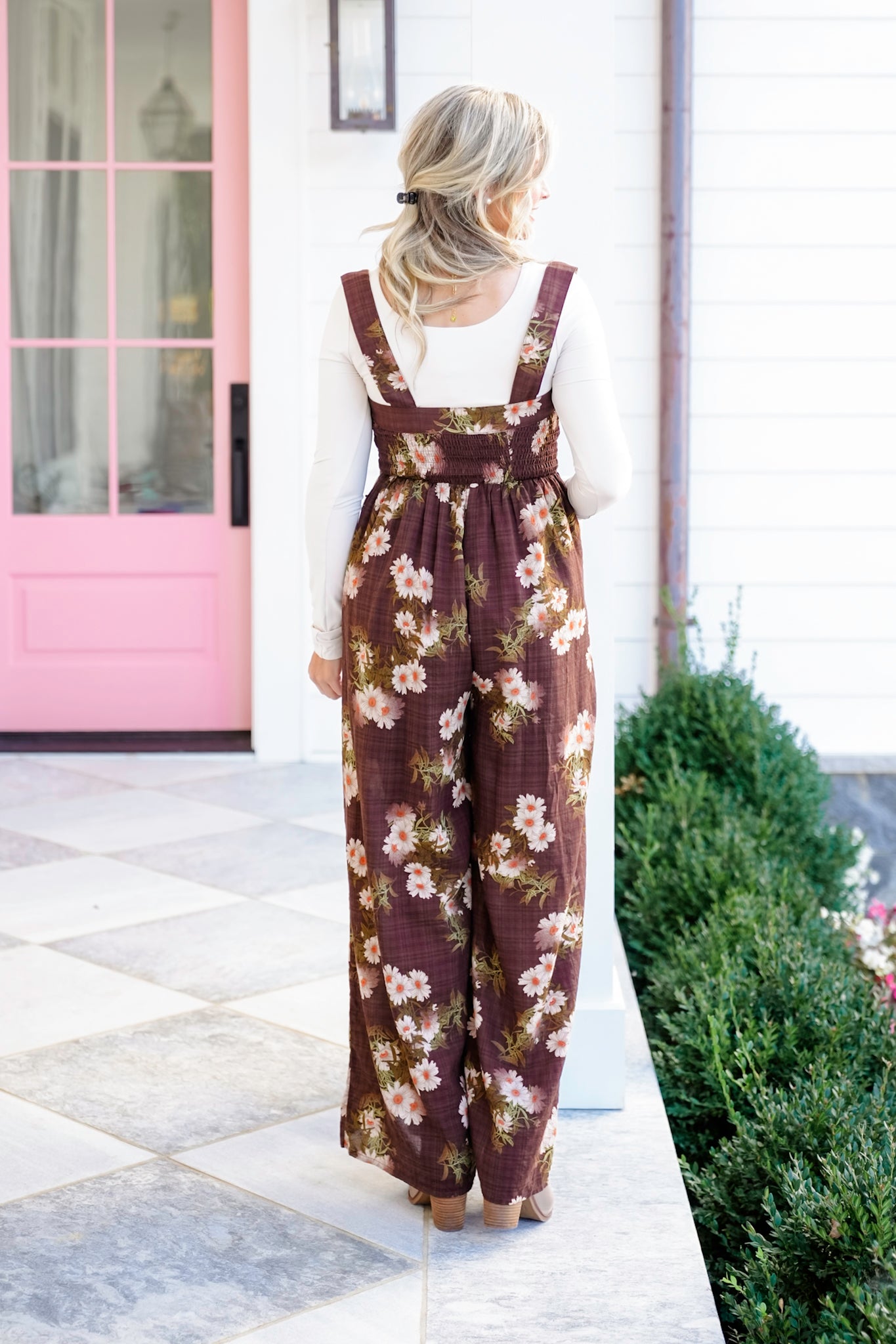 Plus/Reg Floral Print Sleeveless Square Neck Jumpsuit