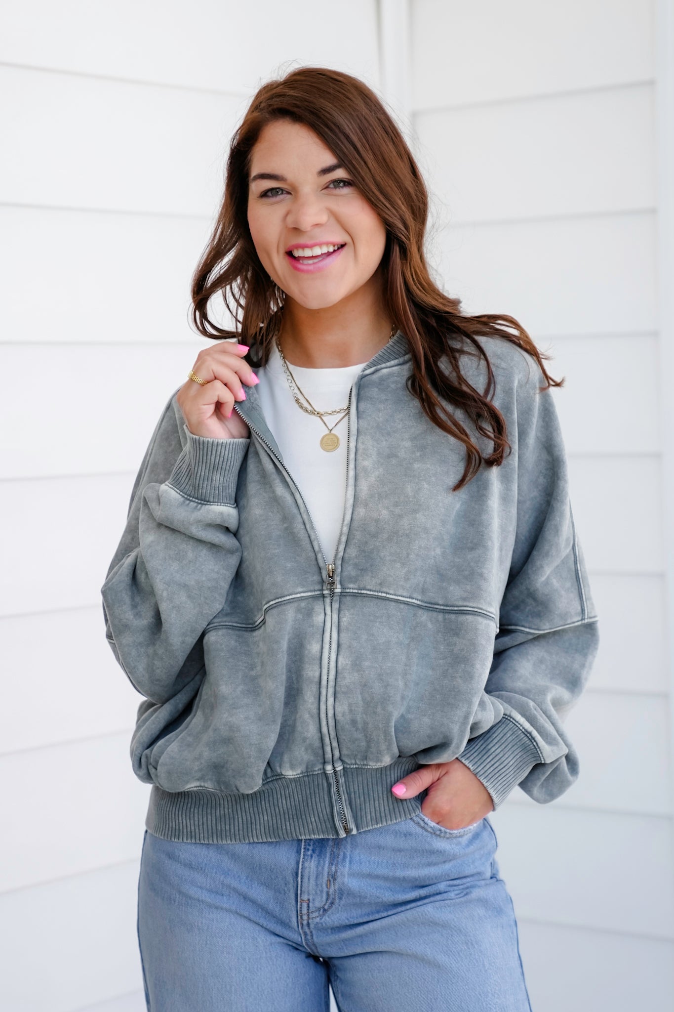 Door Buster! Zenana Acid Washed Fleece Jacket