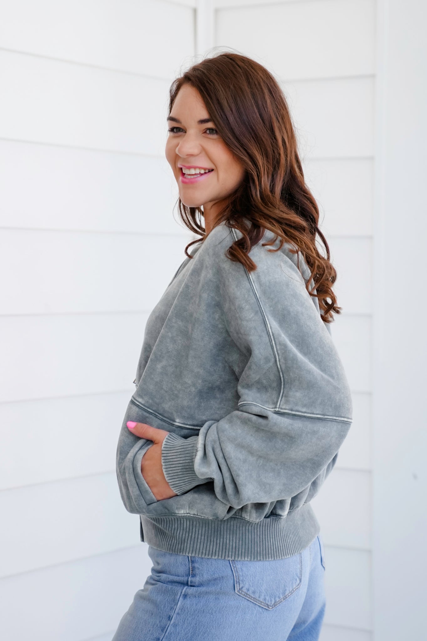 Door Buster! Zenana Acid Washed Fleece Jacket