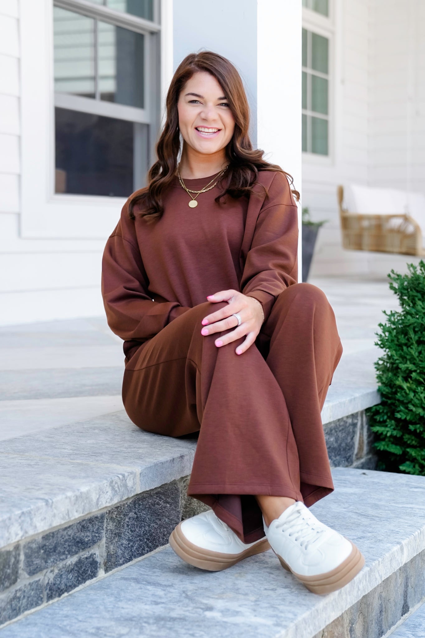 Door Buster! Zenana Scuba Crewneck Pullover & Pants Set