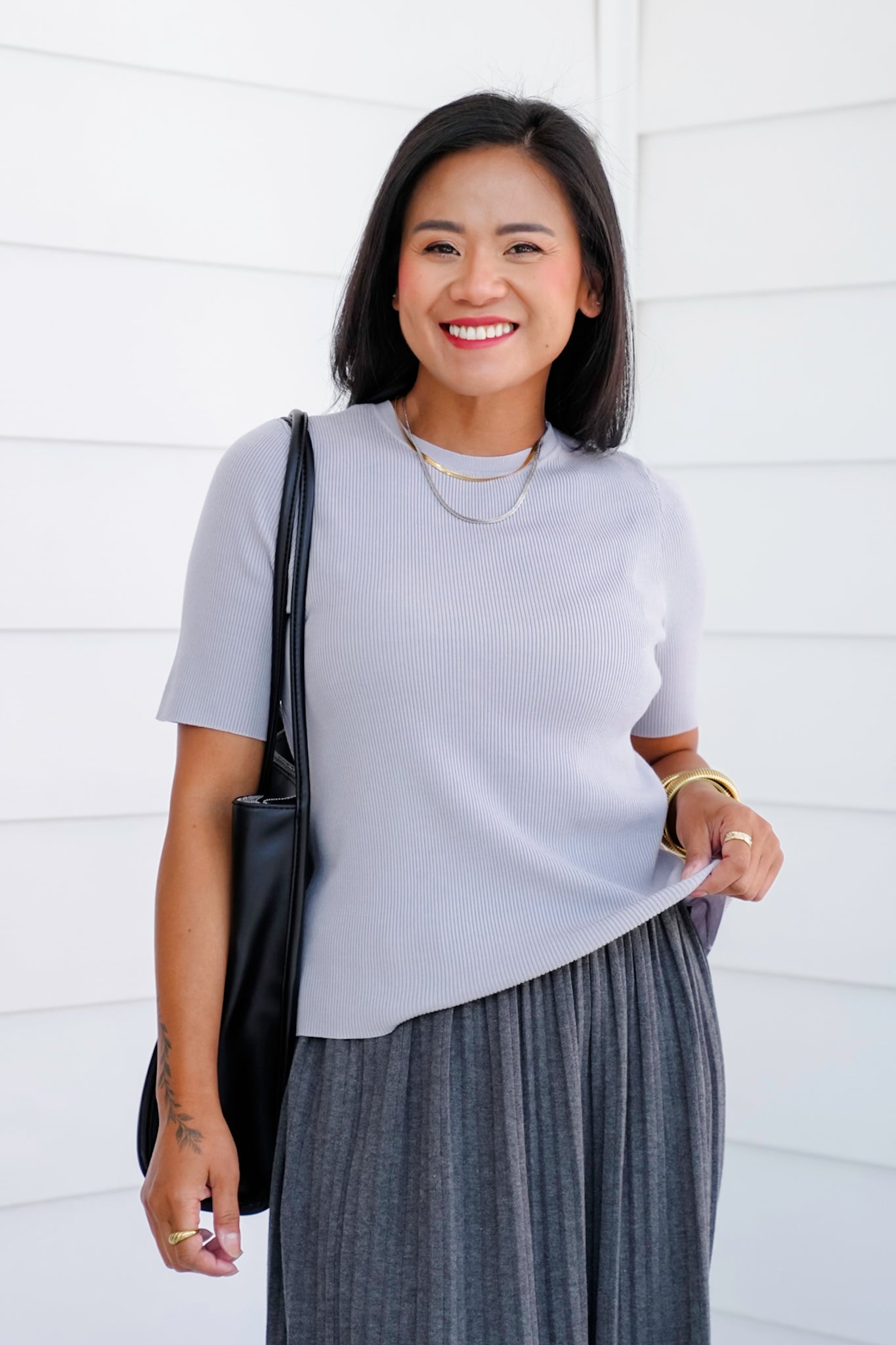 Basic Ribbed Short Sleeve Sweater
