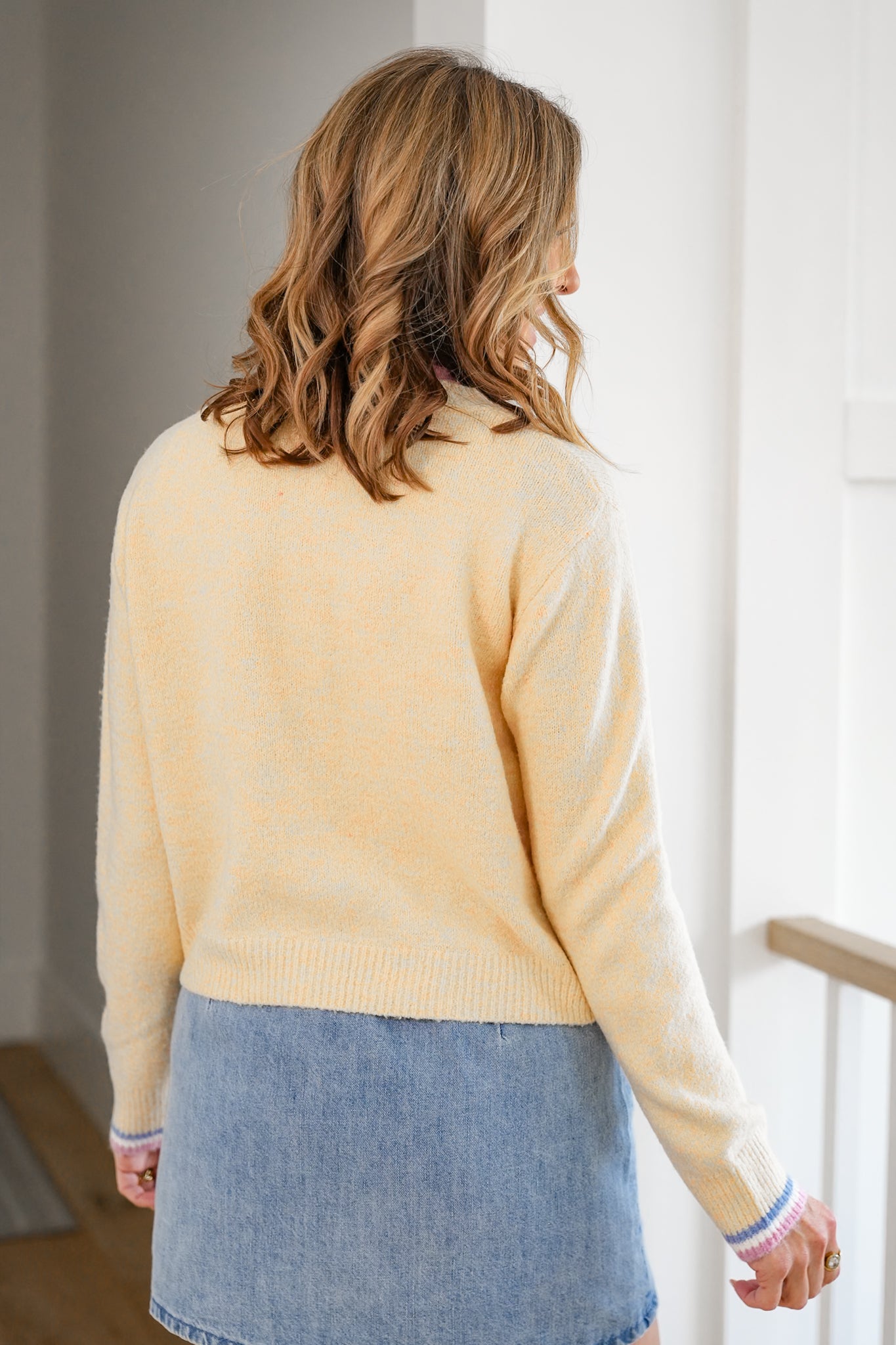 Long Sleeve Button Down Cardigan with Rainbow Pockets