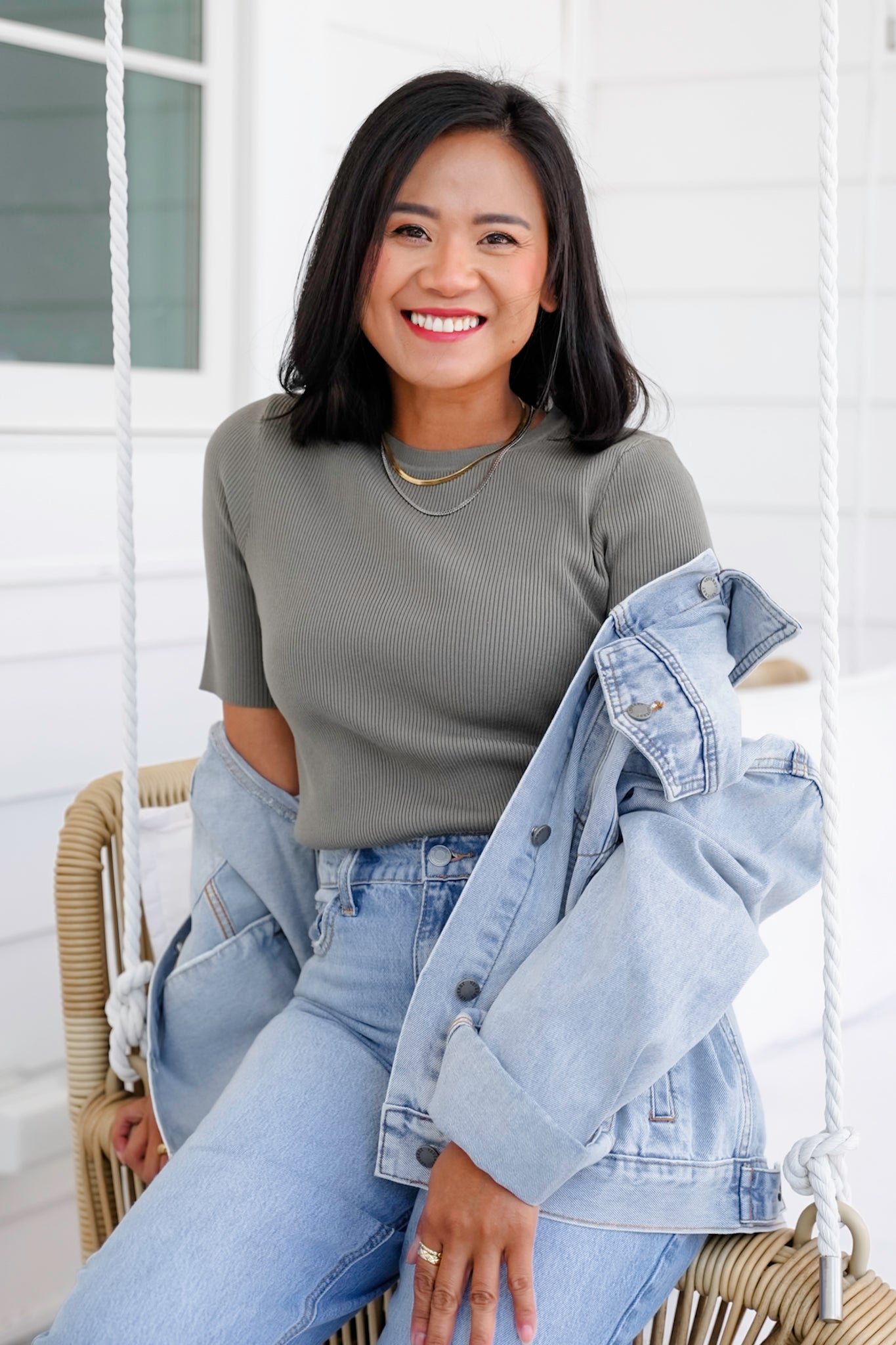 Basic Ribbed Short Sleeve Sweater